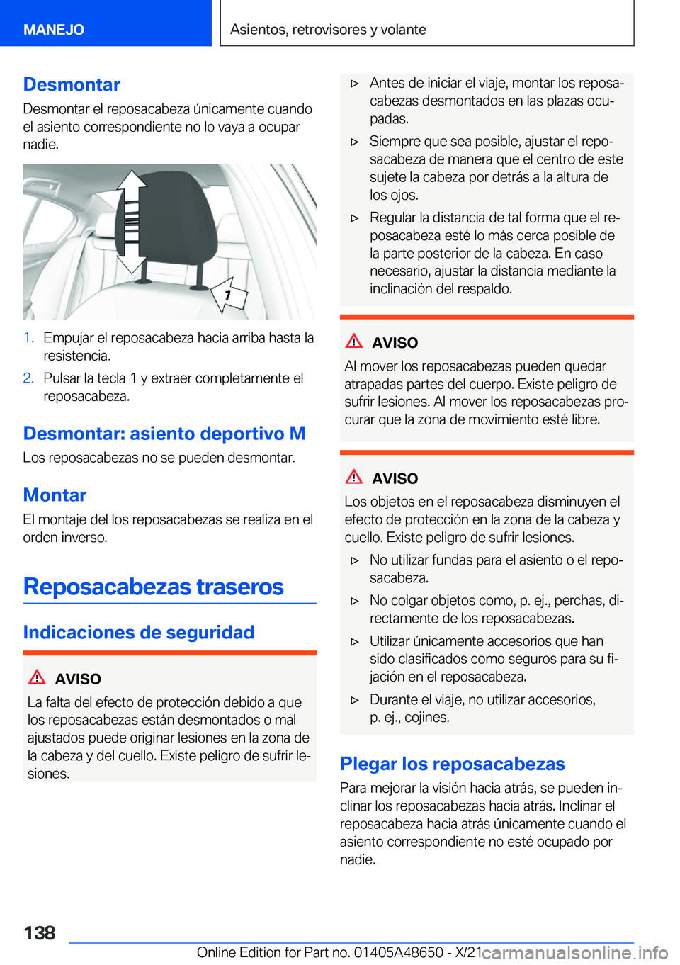 BMW 3 SERIES 2022  Manuales de Empleo (in Spanish) �D�e�s�m�o�n�t�a�r
�D�e�s�m�o�n�t�a�r��e�l��r�e�p�o�s�a�c�a�b�e�z�a��