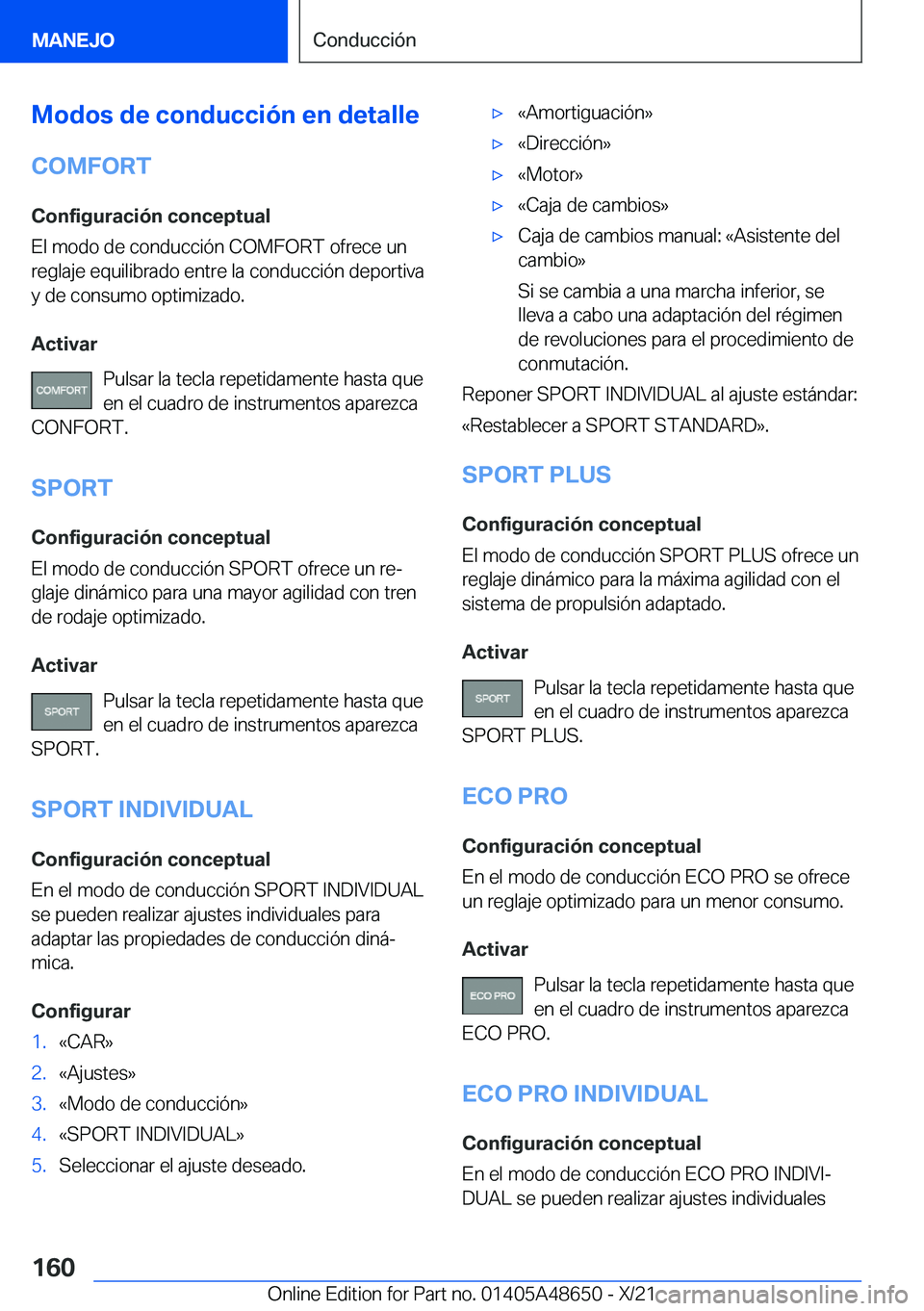 BMW 3 SERIES 2022  Manuales de Empleo (in Spanish) �M�o�d�o�s��d�e��c�o�n�d�u�c�c�i�
