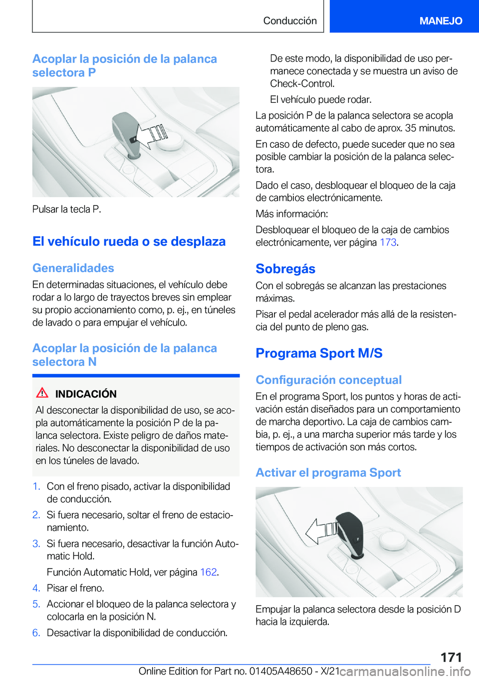 BMW 3 SERIES 2022  Manuales de Empleo (in Spanish) �A�c�o�p�l�a�r��l�a��p�o�s�i�c�i�