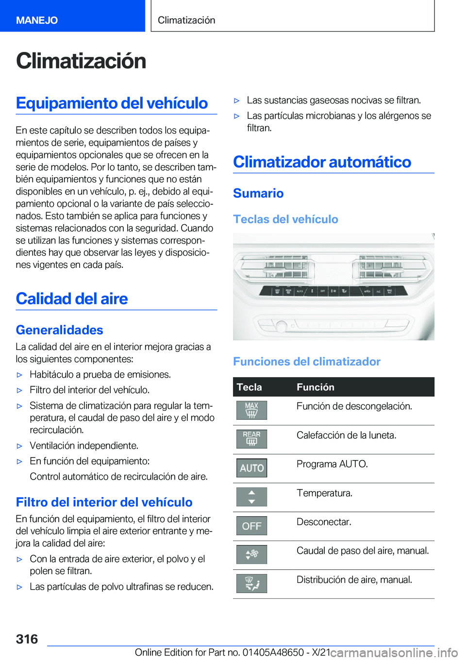 BMW 3 SERIES 2022  Manuales de Empleo (in Spanish) �C�l�i�m�a�t�i�z�a�c�i�