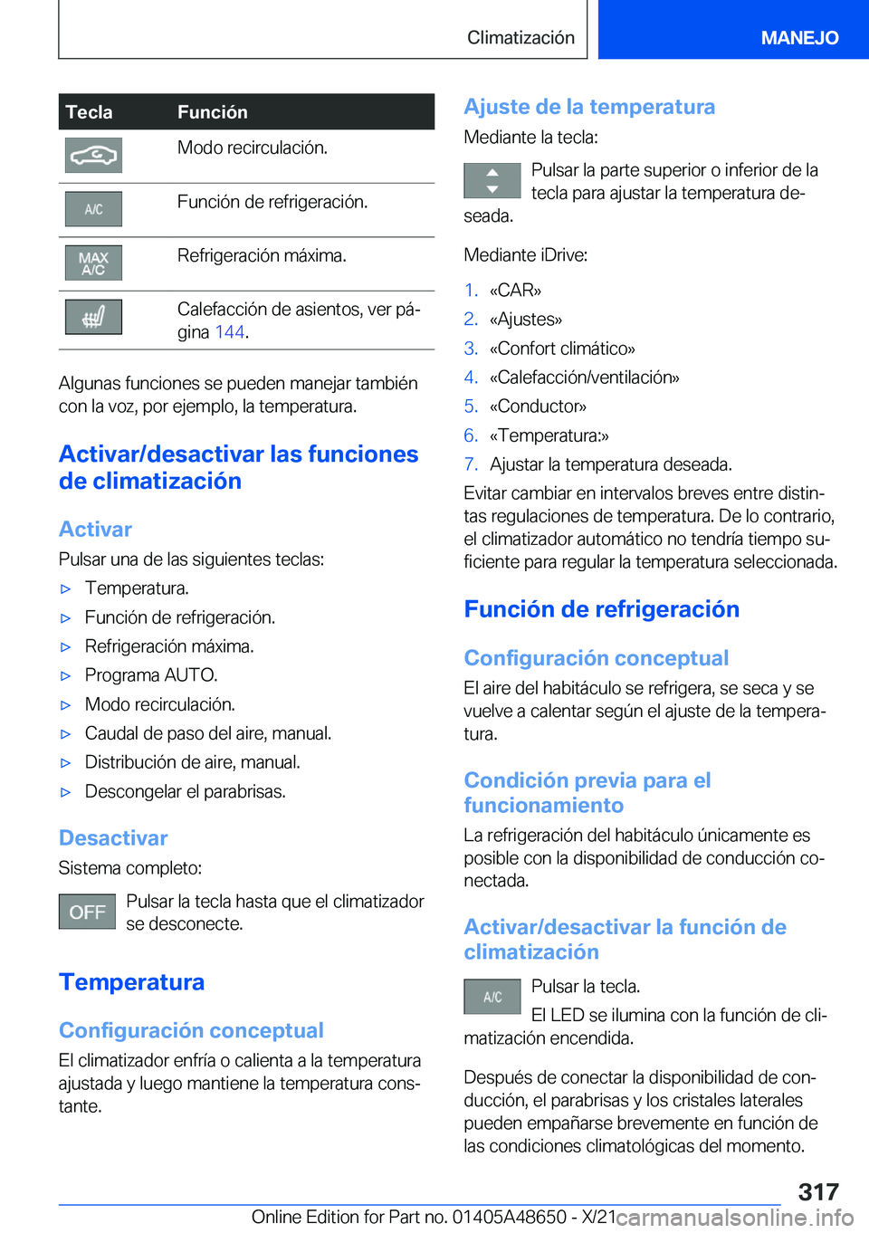 BMW 3 SERIES 2022  Manuales de Empleo (in Spanish) �T�e�c�l�a�F�u�n�c�i�