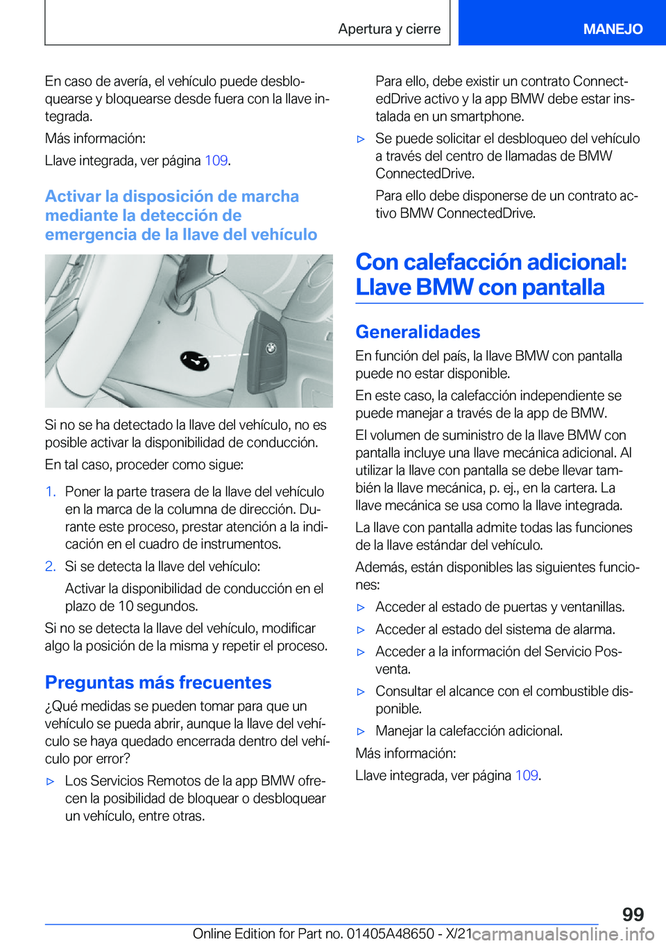 BMW 3 SERIES 2022  Manuales de Empleo (in Spanish) �E�n��c�a�s�o��d�e��a�v�e�r�