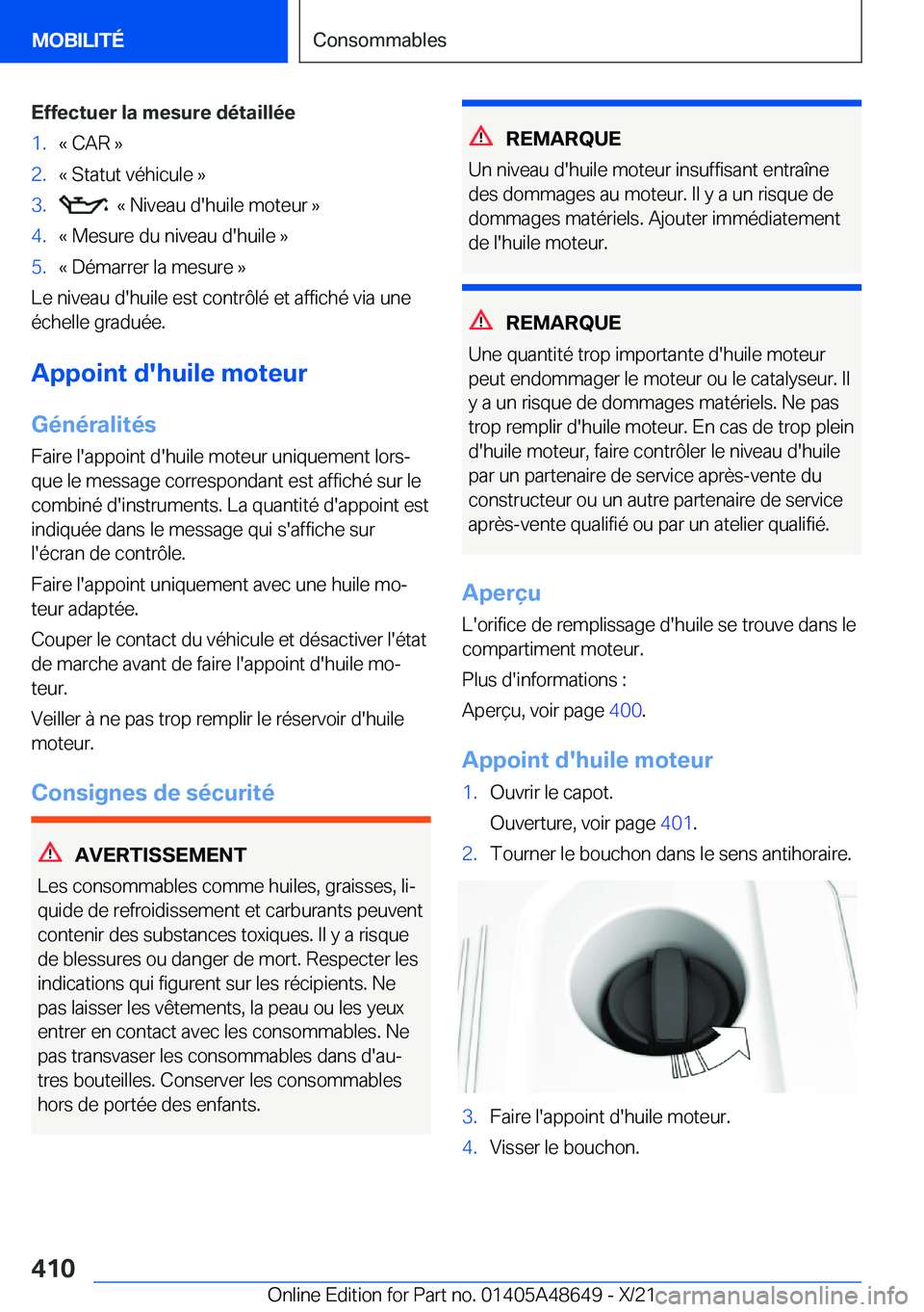 BMW 3 SERIES 2022  Notices Demploi (in French) �E�f�f�e�c�t�u�e�r��l�a��m�e�s�u�r�e��d�é�t�a�i�l�l�é�e�1�.�k��C�A�R��{�2�.�k��S�t�a�t�u�t��v�é�h�i�c�u�l�e��{�3�.���k��N�i�v�e�a�u��d�'�h�u�i�l�e��m�o�t�e�u�r��{�4�.�k��M�e�s�u�