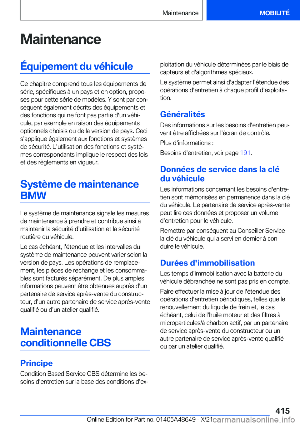 BMW 3 SERIES 2022  Notices Demploi (in French) �M�a�i�n�t�e�n�a�n�c�e�