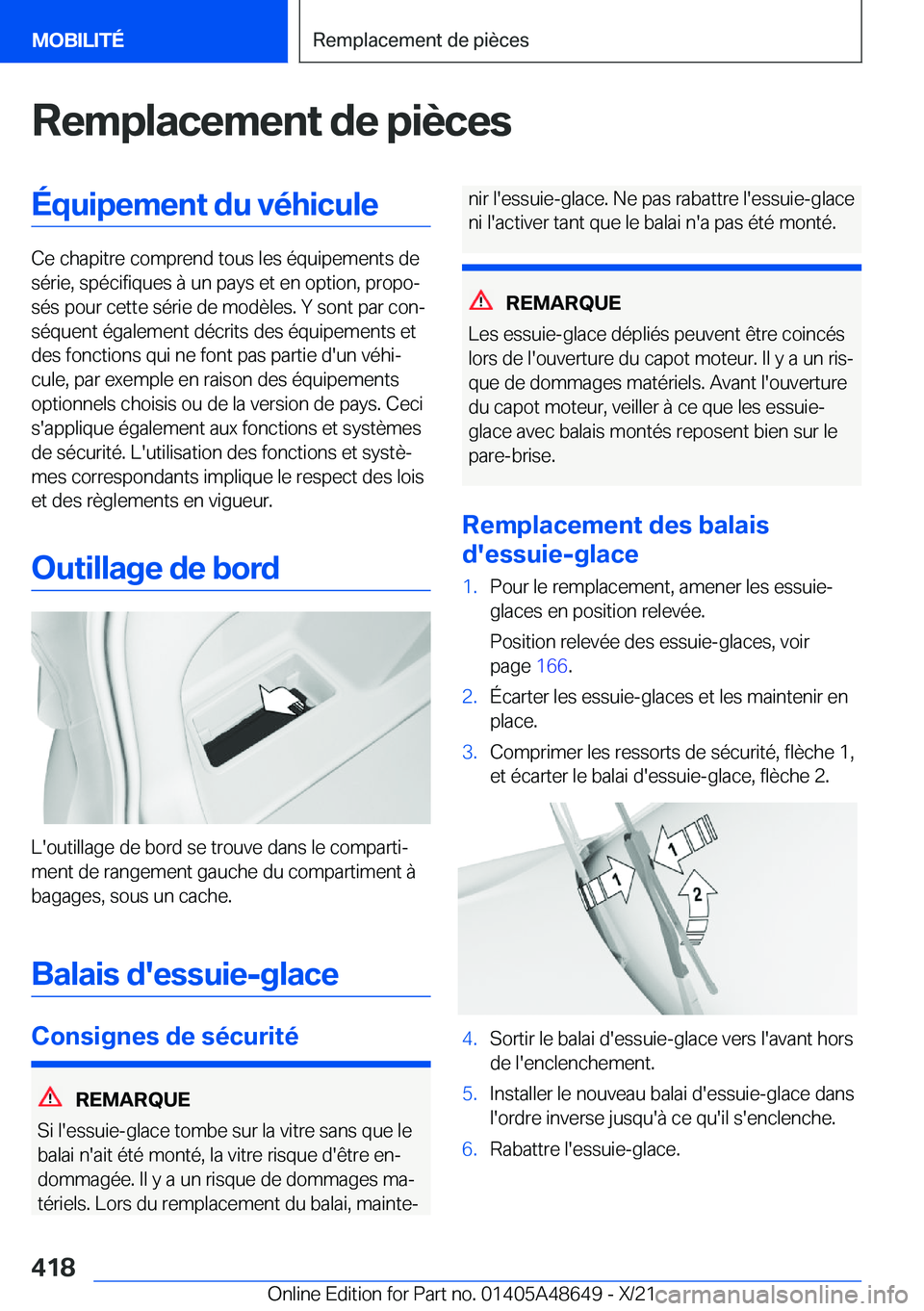 BMW 3 SERIES 2022  Notices Demploi (in French) �R�e�m�p�l�a�c�e�m�e�n�t��d�e��p�i�è�c�e�s�