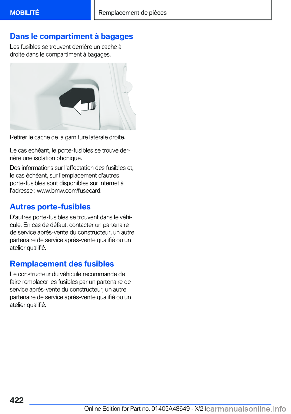 BMW 3 SERIES 2022  Notices Demploi (in French) �D�a�n�s��l�e��c�o�m�p�a�r�t�i�m�e�n�t��