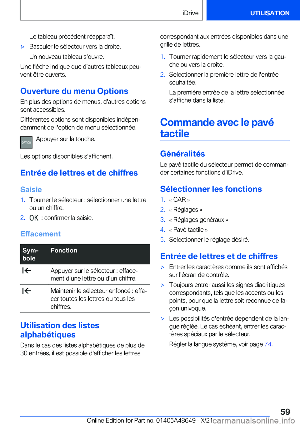 BMW 3 SERIES 2022  Notices Demploi (in French) �L�e��t�a�b�l�e�a�u��p�r�é�c�é�d�e�n�t��r�é�a�p�p�a�r�a�