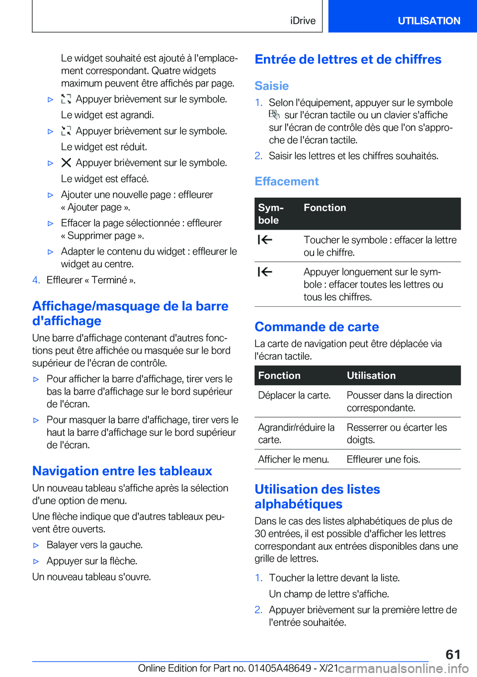 BMW 3 SERIES 2022  Notices Demploi (in French) �L�e��w�i�d�g�e�t��s�o�u�h�a�i�t�é��e�s�t��a�j�o�u�t�é��