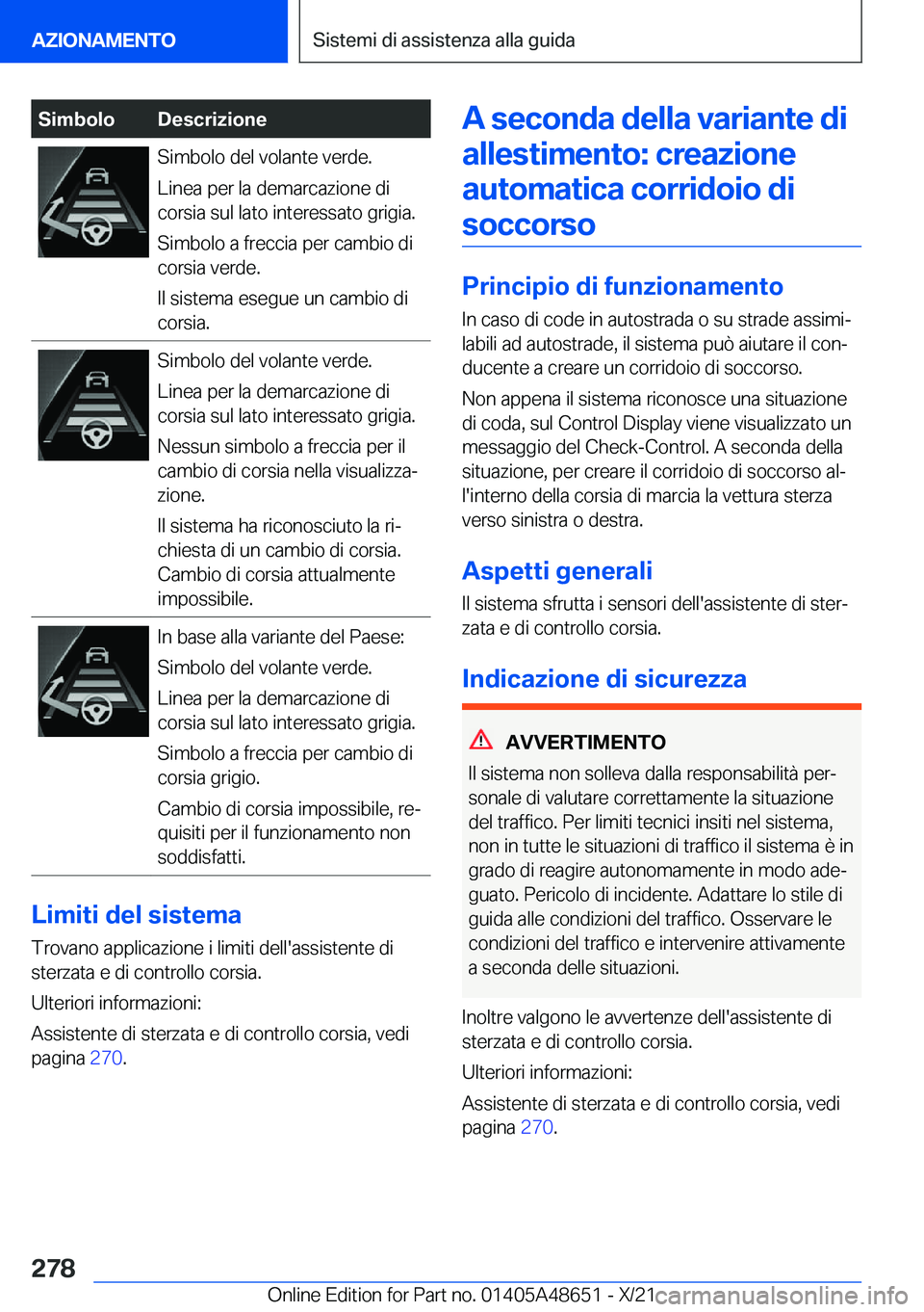 BMW 3 SERIES 2022  Libretti Di Uso E manutenzione (in Italian) �S�i�m�b�o�l�o�D�e�s�c�r�i�z�i�o�n�e�S�i�m�b�o�l�o��d�e�l��v�o�l�a�n�t�e��v�e�r�d�e�.
�L�i�n�e�a��p�e�r��l�a��d�e�m�a�r�c�a�z�i�o�n�e��d�i
�c�o�r�s�i�a��s�u�l��l�a�t�o��i�n�t�e�r�e�s�s�a�t�o