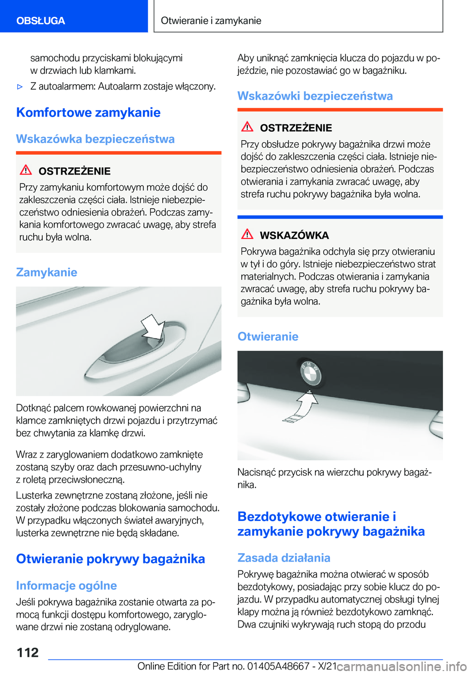 BMW 3 SERIES 2022  Instrukcja obsługi (in Polish) �s�a�m�o�c�h�o�d�u��p�r�z�y�c�i�s�k�a�m�i��b�l�o�k�u�j�