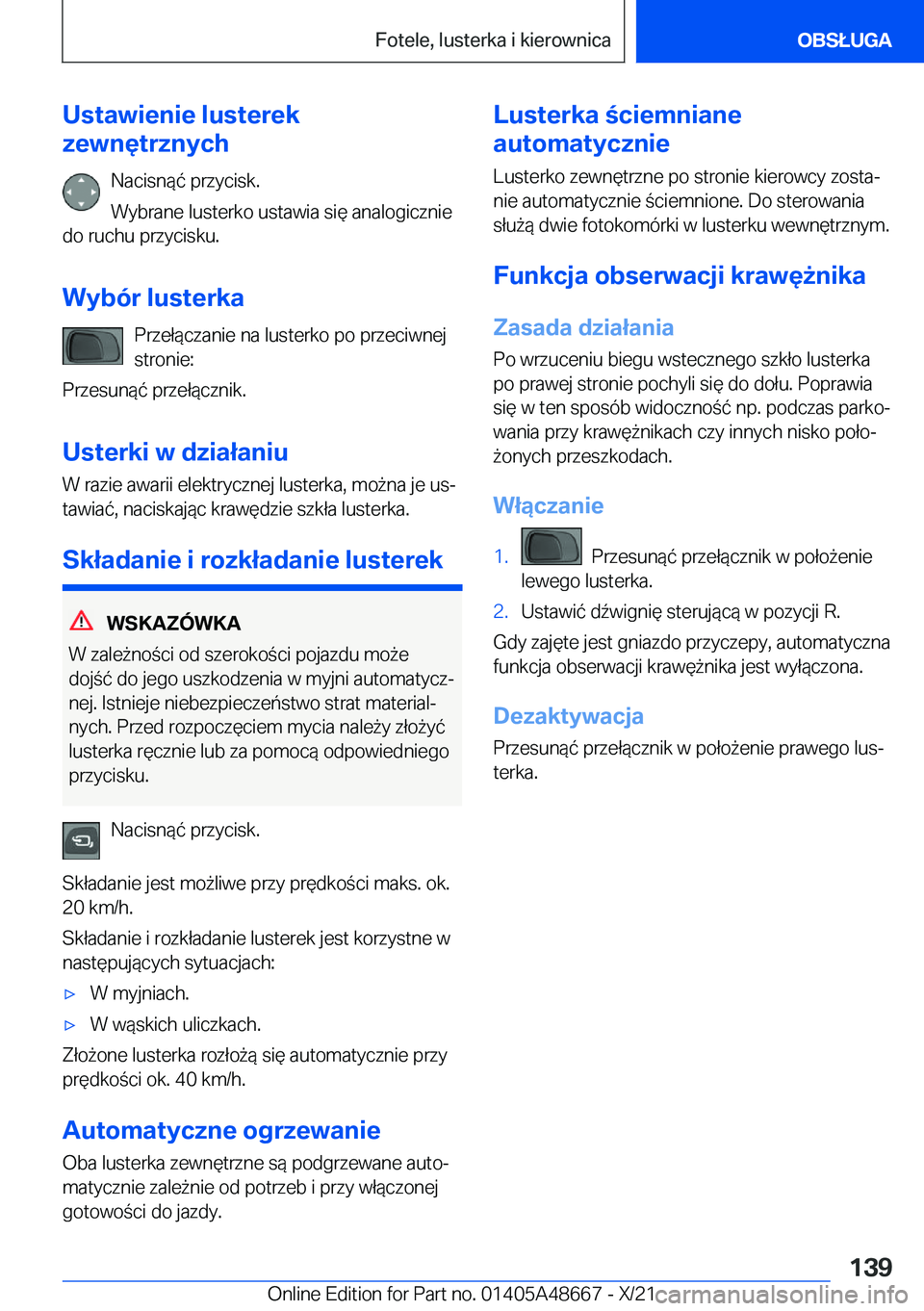 BMW 3 SERIES 2022  Instrukcja obsługi (in Polish) �U�s�t�a�w�i�e�n�i�e��l�u�s�t�e�r�e�k
�z�e�w�n�