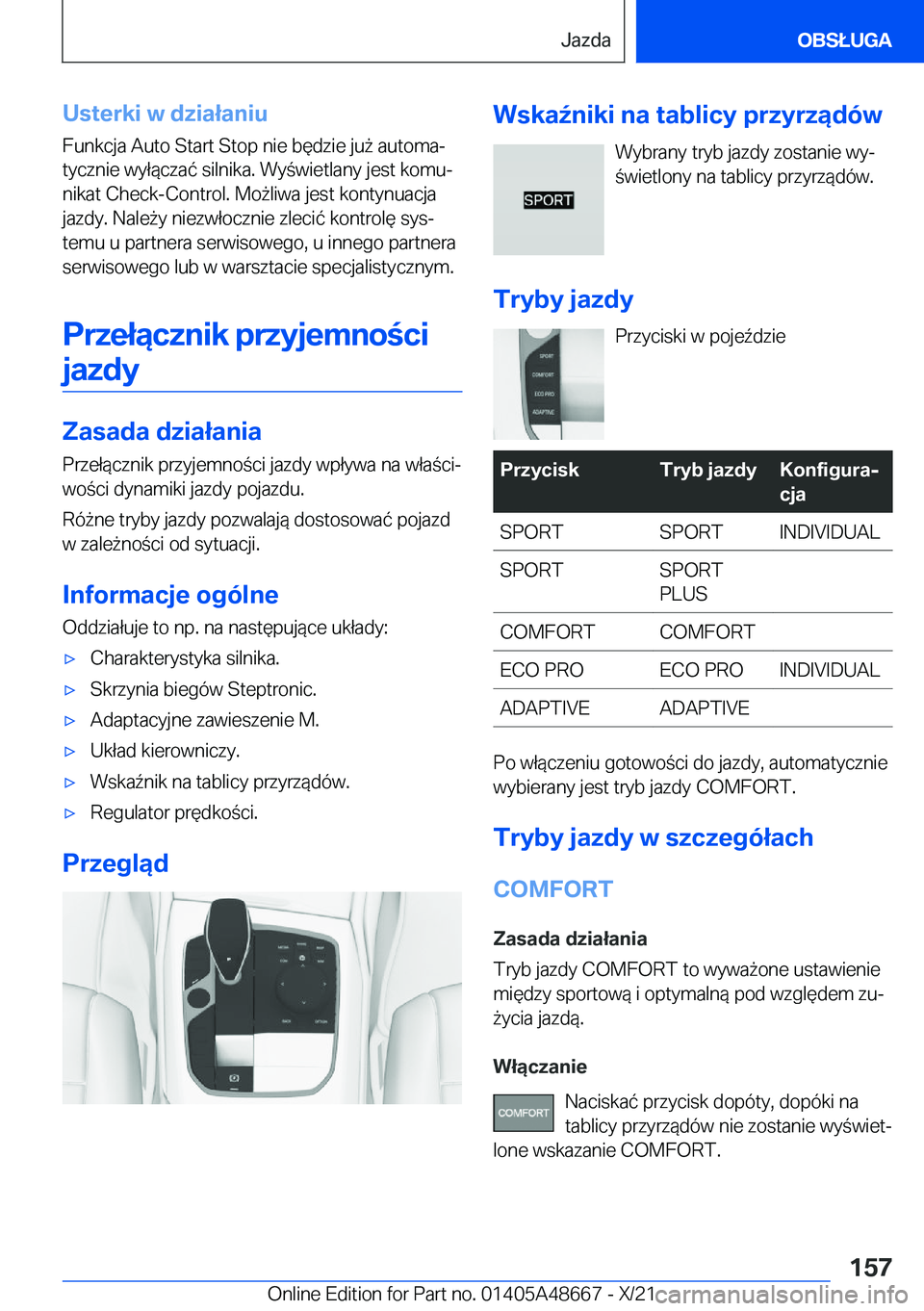BMW 3 SERIES 2022  Instrukcja obsługi (in Polish) �U�s�t�e�r�k�i��w��d�z�i�a�ł�a�n�i�u
�F�u�n�k�c�j�a��A�u�t�o��S�t�a�r�t��S�t�o�p��n�i�e��b�