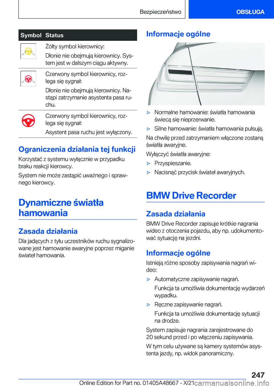 BMW 3 SERIES 2022  Instrukcja obsługi (in Polish) �S�y�m�b�o�l�S�t�a�t�u�s8�
