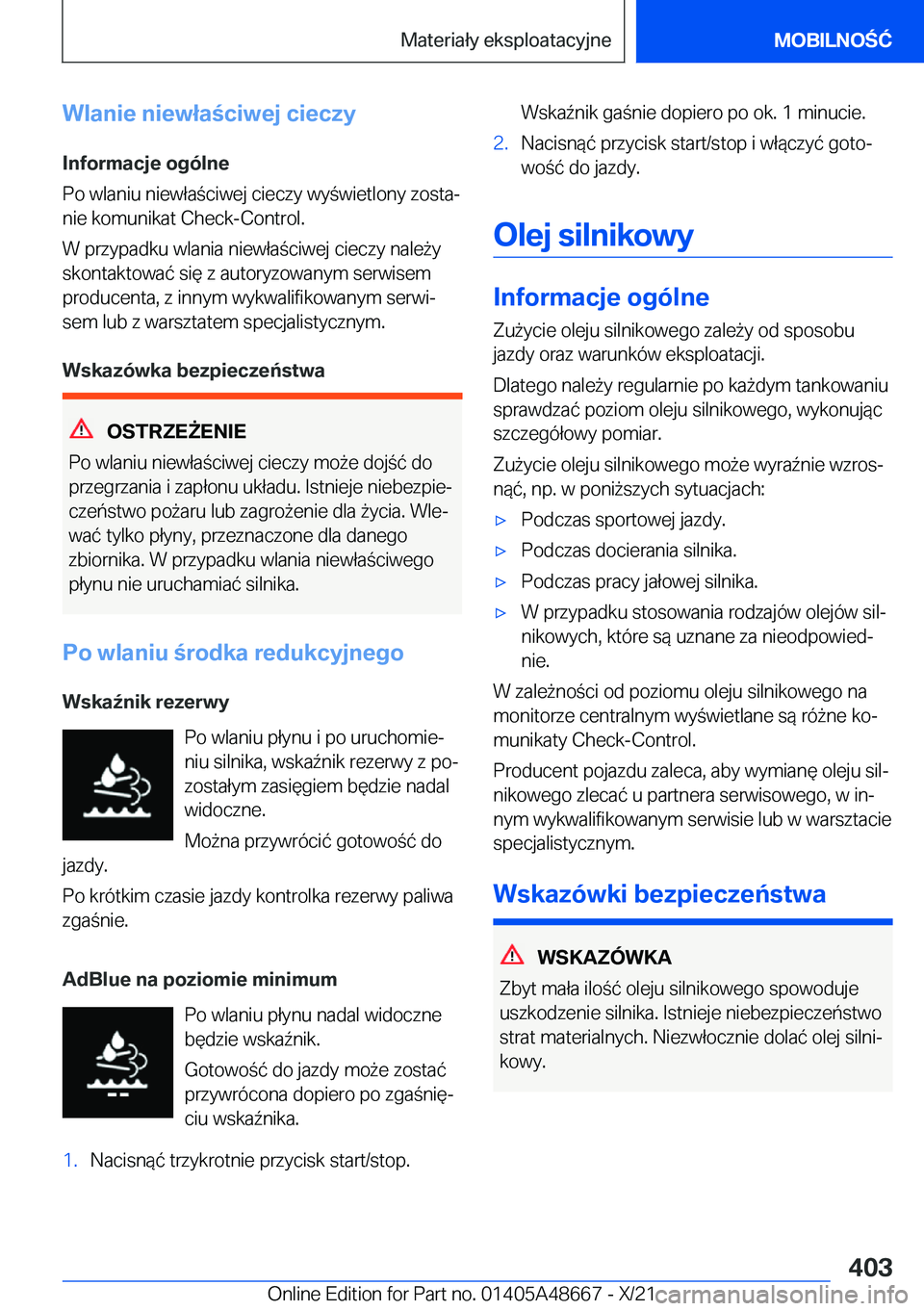 BMW 3 SERIES 2022  Instrukcja obsługi (in Polish) �W�l�a�n�i�e��n�i�e�w�ł�a�c�i�w�e�j��c�i�e�c�z�y
�I�n�f�o�r�m�a�c�j�e��o�g�