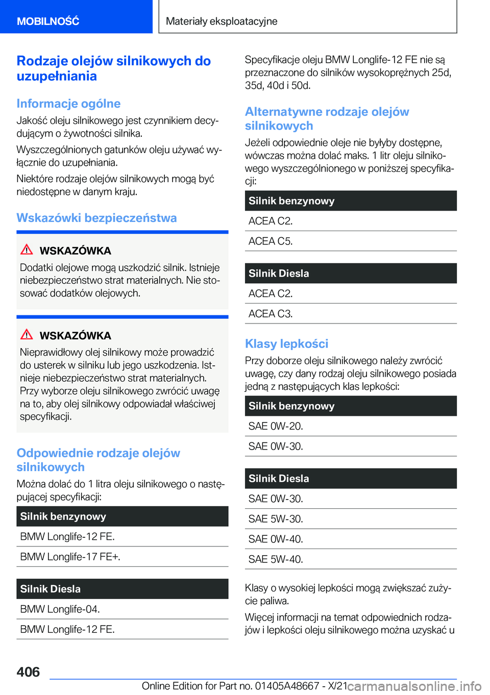 BMW 3 SERIES 2022  Instrukcja obsługi (in Polish) �R�o�d�z�a�j�e��o�l�e�j�