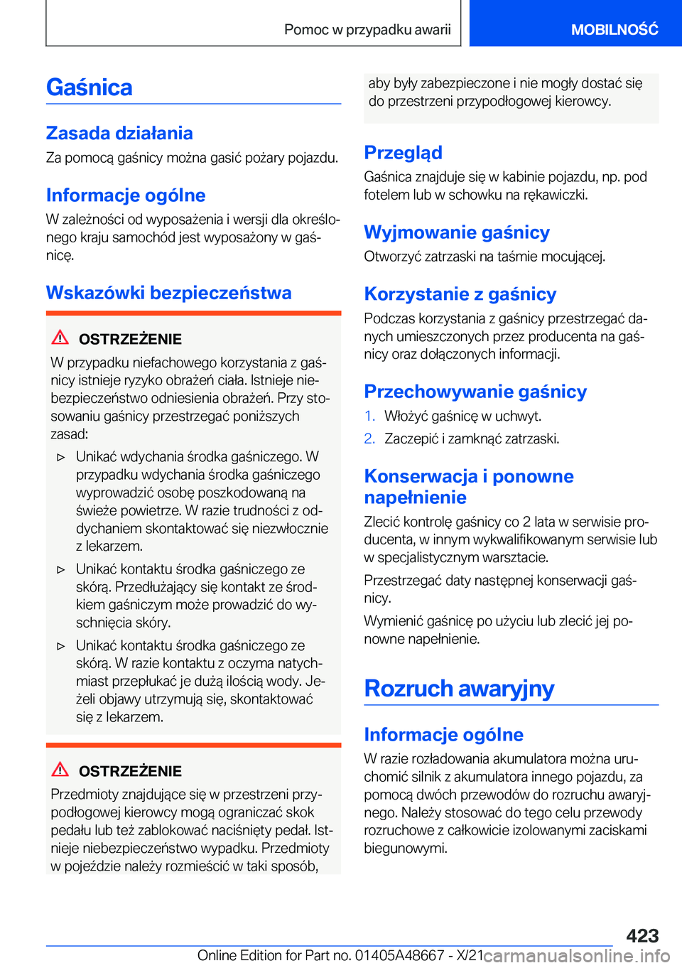BMW 3 SERIES 2022  Instrukcja obsługi (in Polish) �G�a�n�i�c�a
�Z�a�s�a�d�a��d�z�i�a�ł�a�n�i�a
�Z�a��p�o�m�o�c�