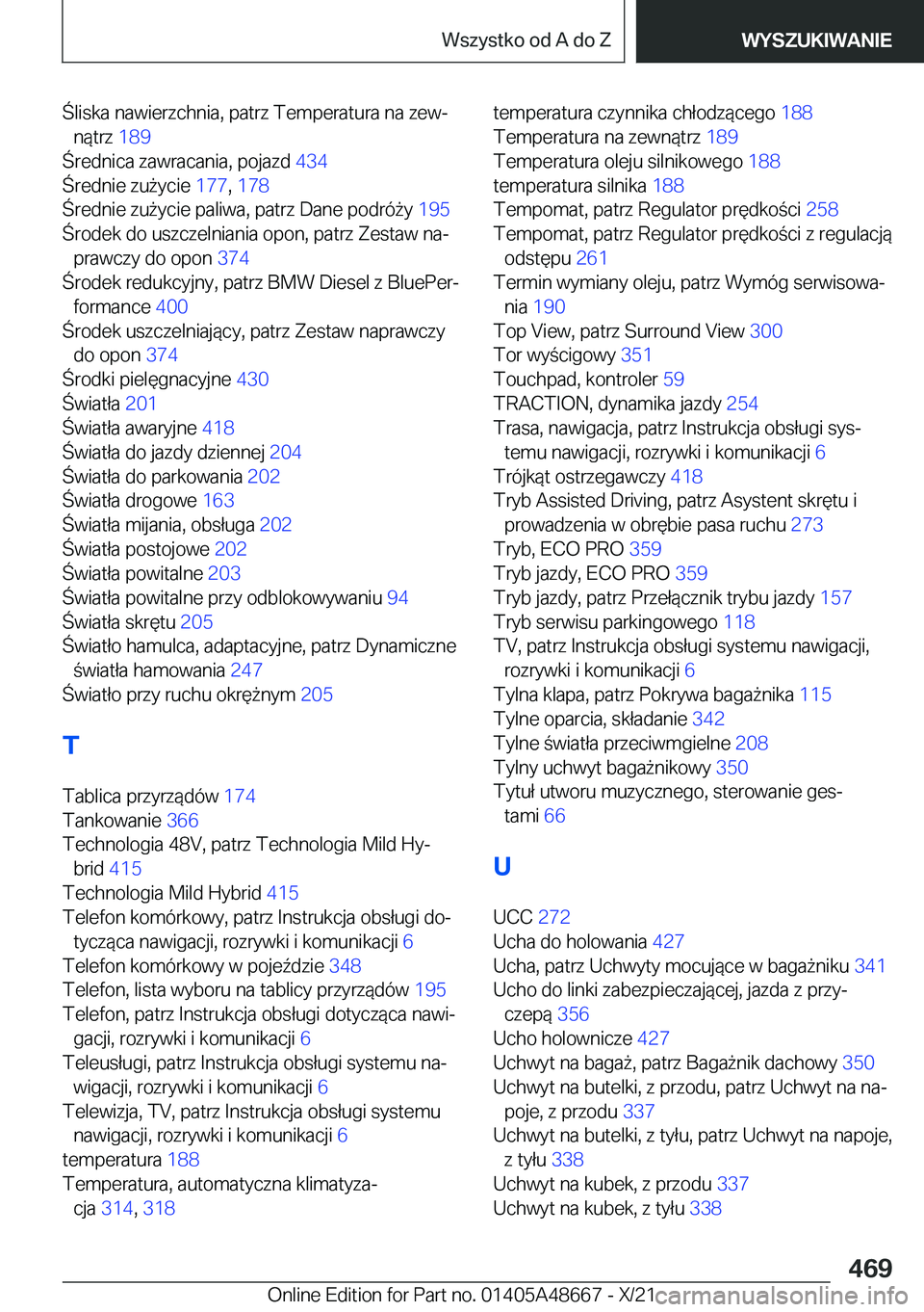 BMW 3 SERIES 2022  Instrukcja obsługi (in Polish) �l�i�s�k�a��n�a�w�i�e�r�z�c�h�n�i�a�,��p�a�t�r�z��T�e�m�p�e�r�a�t�u�r�a��n�a��z�e�wj�n�