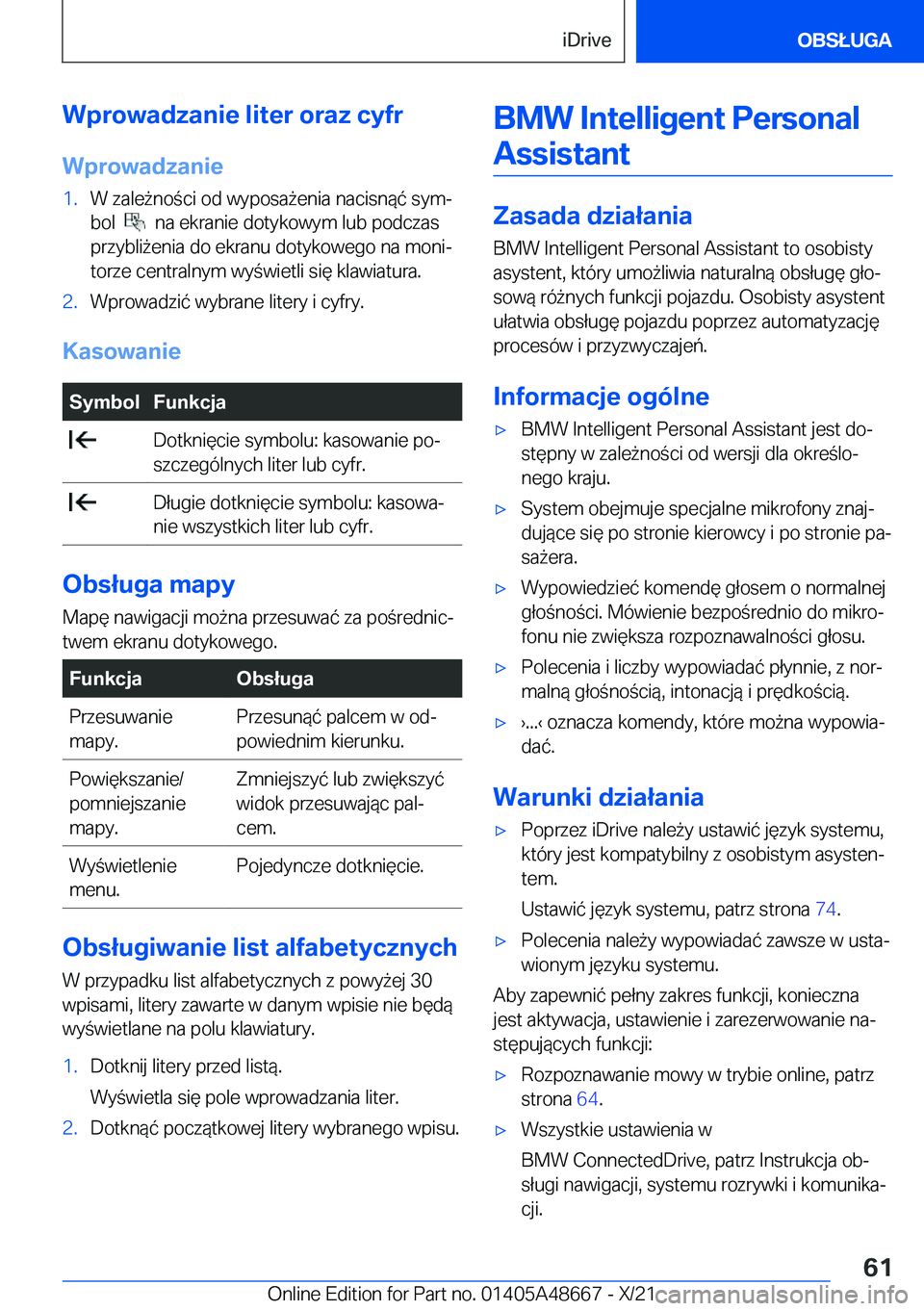BMW 3 SERIES 2022  Instrukcja obsługi (in Polish) �W�p�r�o�w�a�d�z�a�n�i�e��l�i�t�e�r��o�r�a�z��c�y�f�r
�W�p�r�o�w�a�d�z�a�n�i�e�1�.�W��z�a�l�e9�n�o�c�i��o�d��w�y�p�o�s�a9�e�n�i�a��n�a�c�i�s�n�