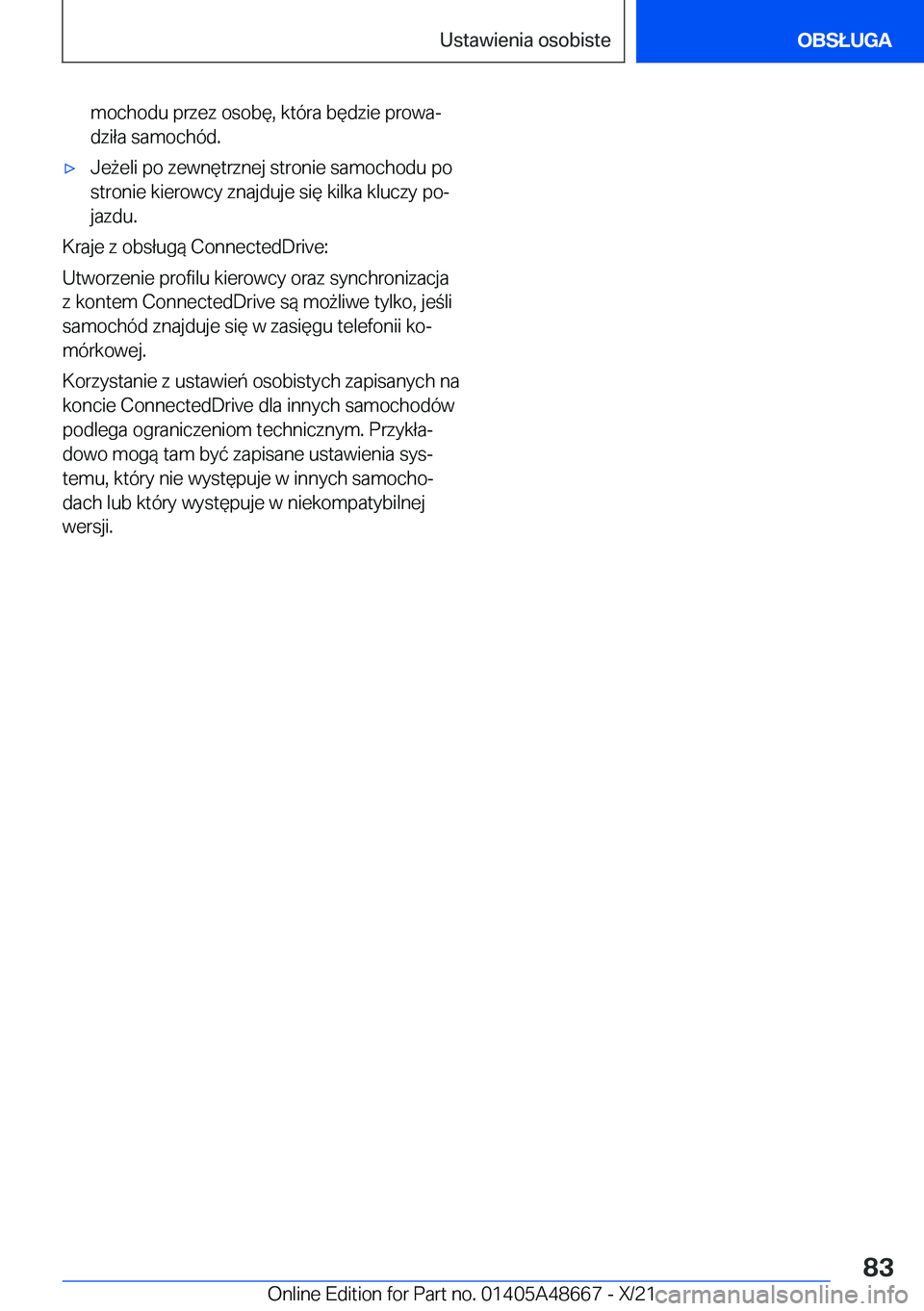 BMW 3 SERIES 2022  Instrukcja obsługi (in Polish) �m�o�c�h�o�d�u��p�r�z�e�z��o�s�o�b�