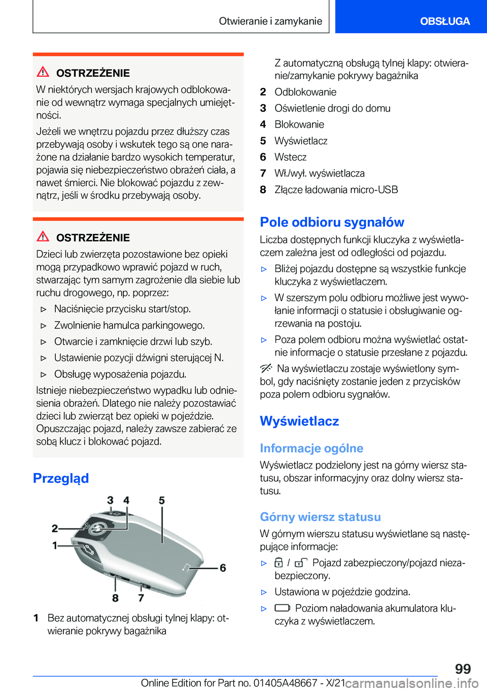 BMW 3 SERIES 2022  Instrukcja obsługi (in Polish) �O�S�T�R�Z�E8�E�N�I�E
�W��n�i�e�k�t�