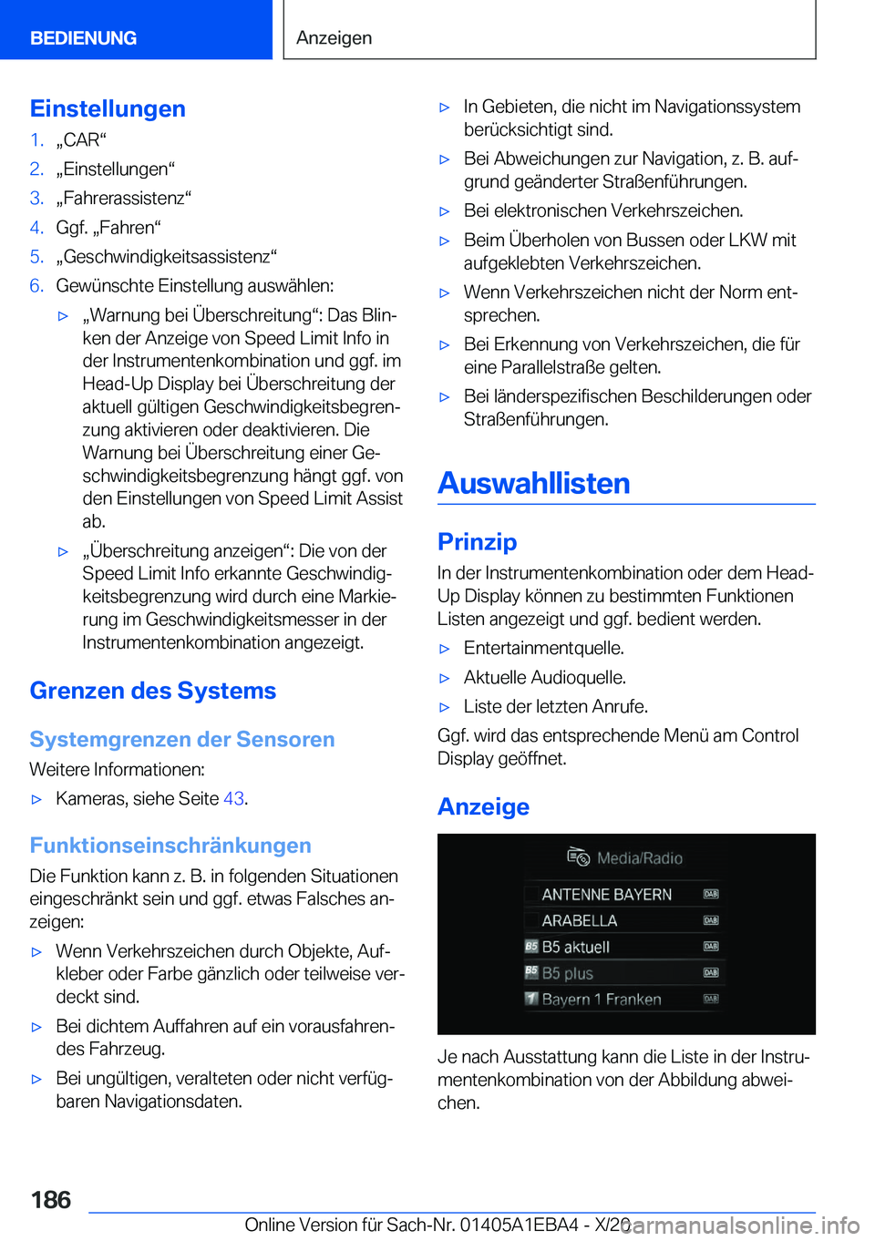 BMW 3 SERIES 2021  Betriebsanleitungen (in German) �E�i�n�s�t�e�l�l�u�n�g�e�n�1�.x�C�A�Rv�2�.x�E�i�n�s�t�e�l�l�u�n�g�e�nv�3�.x�F�a�h�r�e�r�a�s�s�i�s�t�e�n�zv�4�.�G�g�f�.�x�F�a�h�r�e�nv�5�.x�G�e�s�c�h�w�i�n�d�i�g�k�e�i�t�s�a�s�s�i�s�t�e�n�zv