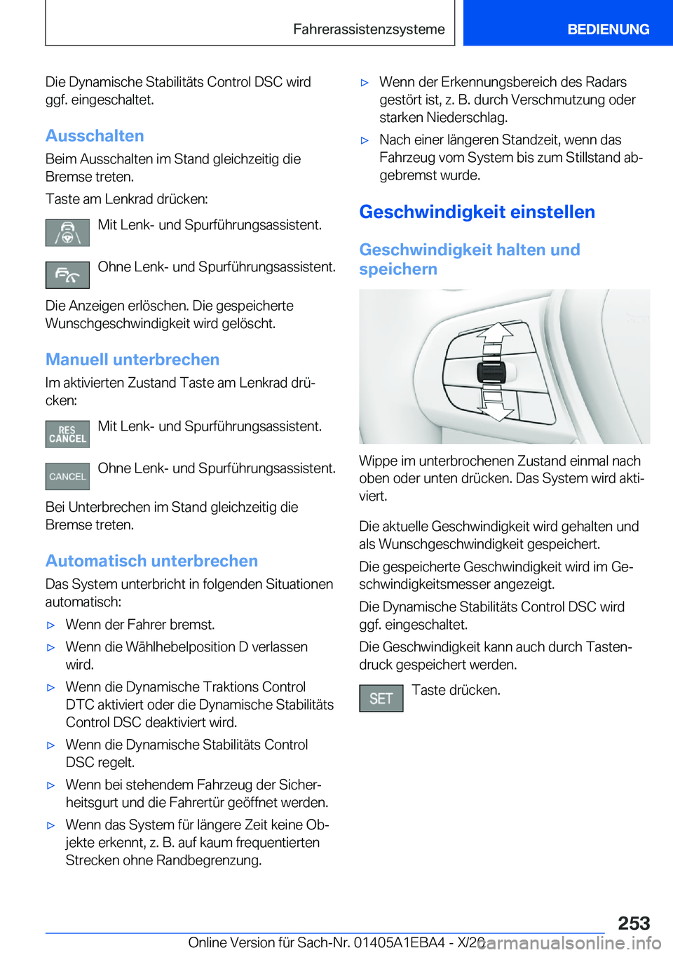 BMW 3 SERIES 2021  Betriebsanleitungen (in German) �D�i�e��D�y�n�a�m�i�s�c�h�e��S�t�a�b�i�l�i�t�