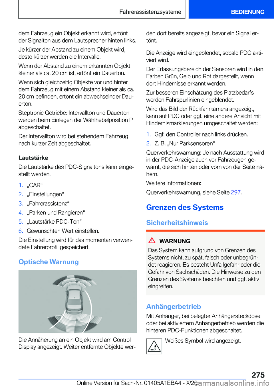 BMW 3 SERIES 2021  Betriebsanleitungen (in German) �d�e�m��F�a�h�r�z�e�u�g��e�i�n��O�b�j�e�k�t��e�r�k�a�n�n�t��w�i�r�d�,��e�r�t�