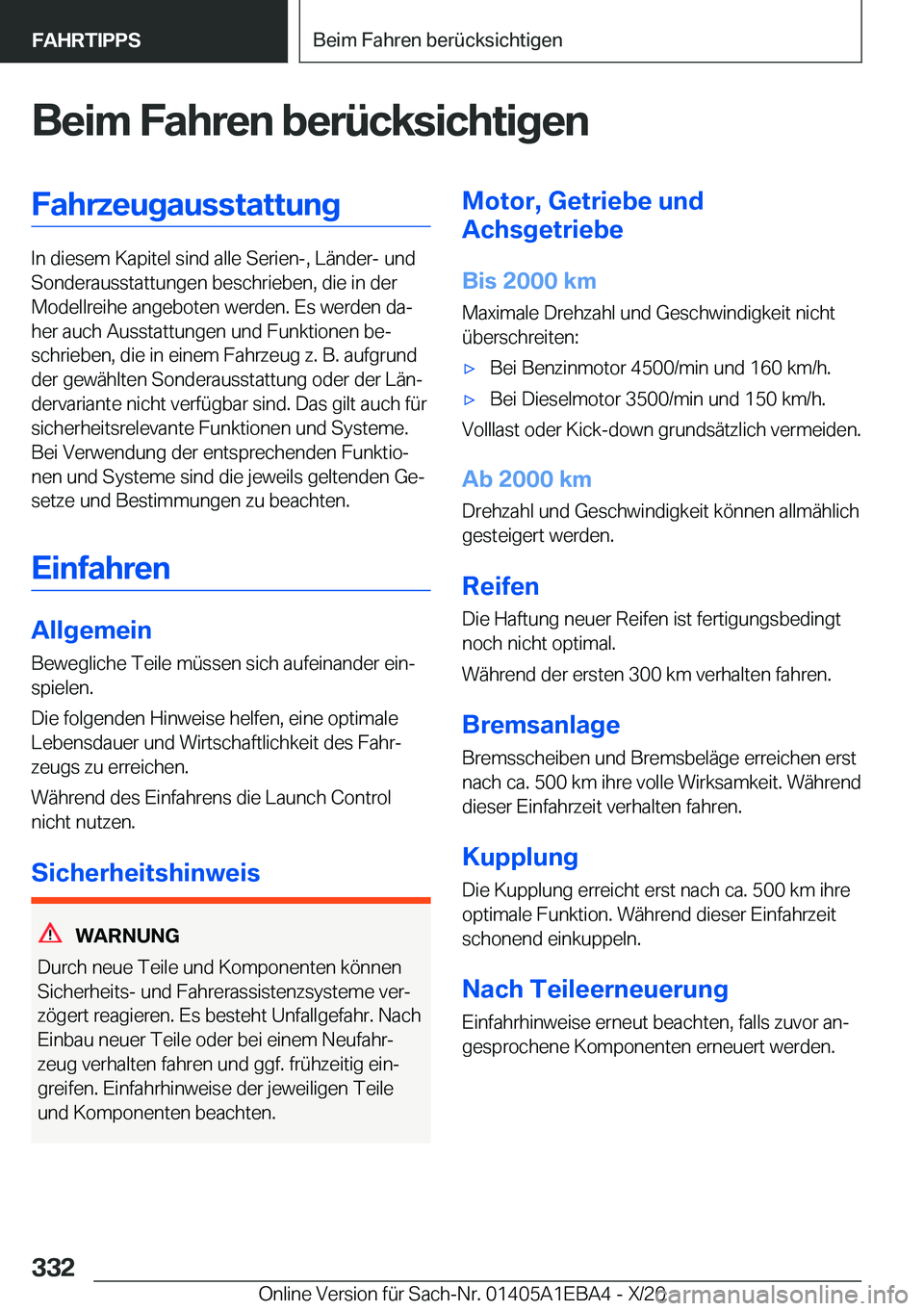BMW 3 SERIES 2021  Betriebsanleitungen (in German) �B�e�i�m��F�a�h�r�e�n��b�e�r�