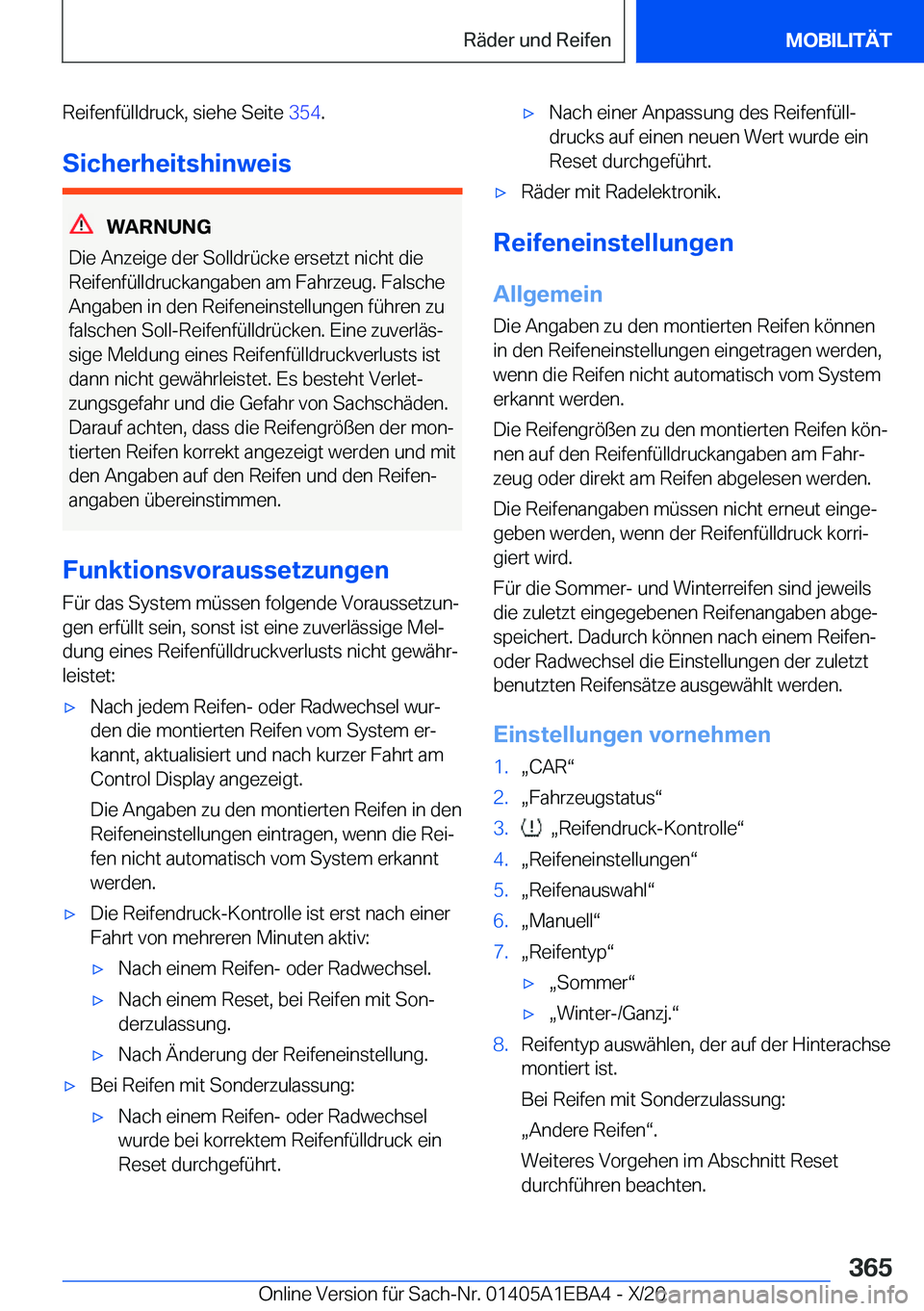 BMW 3 SERIES 2021  Betriebsanleitungen (in German) �R�e�i�f�e�n�f�