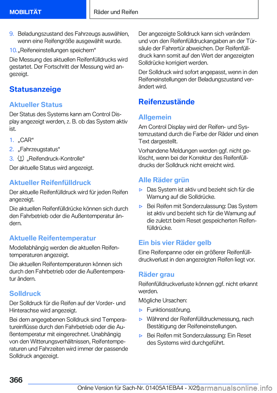 BMW 3 SERIES 2021  Betriebsanleitungen (in German) �9�.�B�e�l�a�d�u�n�g�s�z�u�s�t�a�n�d��d�e�s��F�a�h�r�z�e�u�g�s��a�u�s�w�
