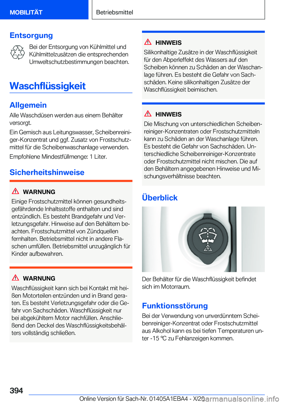 BMW 3 SERIES 2021  Betriebsanleitungen (in German) �E�n�t�s�o�r�g�u�n�g�B�e�i��d�e�r��E�n�t�s�o�r�g�u�n�g��v�o�n��K�