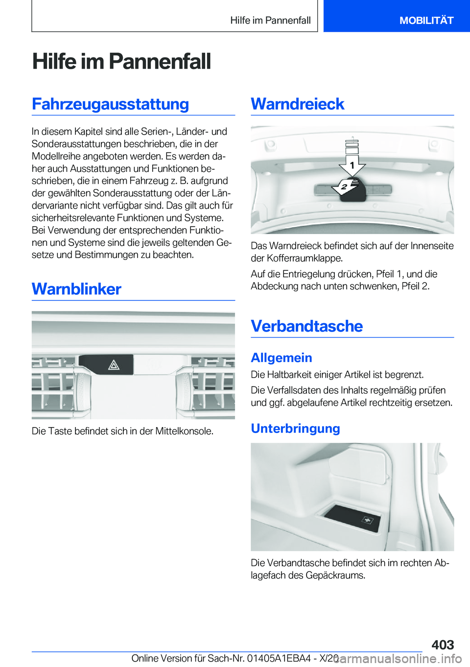 BMW 3 SERIES 2021  Betriebsanleitungen (in German) �H�i�l�f�e��i�m��P�a�n�n�e�n�f�a�l�l�F�a�h�r�z�e�u�g�a�u�s�s�t�a�t�t�u�n�g
�I�n��d�i�e�s�e�m��K�a�p�i�t�e�l��s�i�n�d��a�l�l�e��S�e�r�i�e�n�-�,��L�