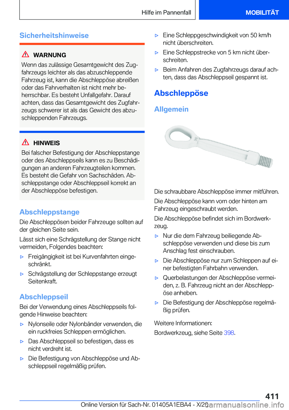 BMW 3 SERIES 2021  Betriebsanleitungen (in German) �S�i�c�h�e�r�h�e�i�t�s�h�i�n�w�e�i�s�e
�W�A�R�N�U�N�G
�W�e�n�n��d�a�s��z�u�l�