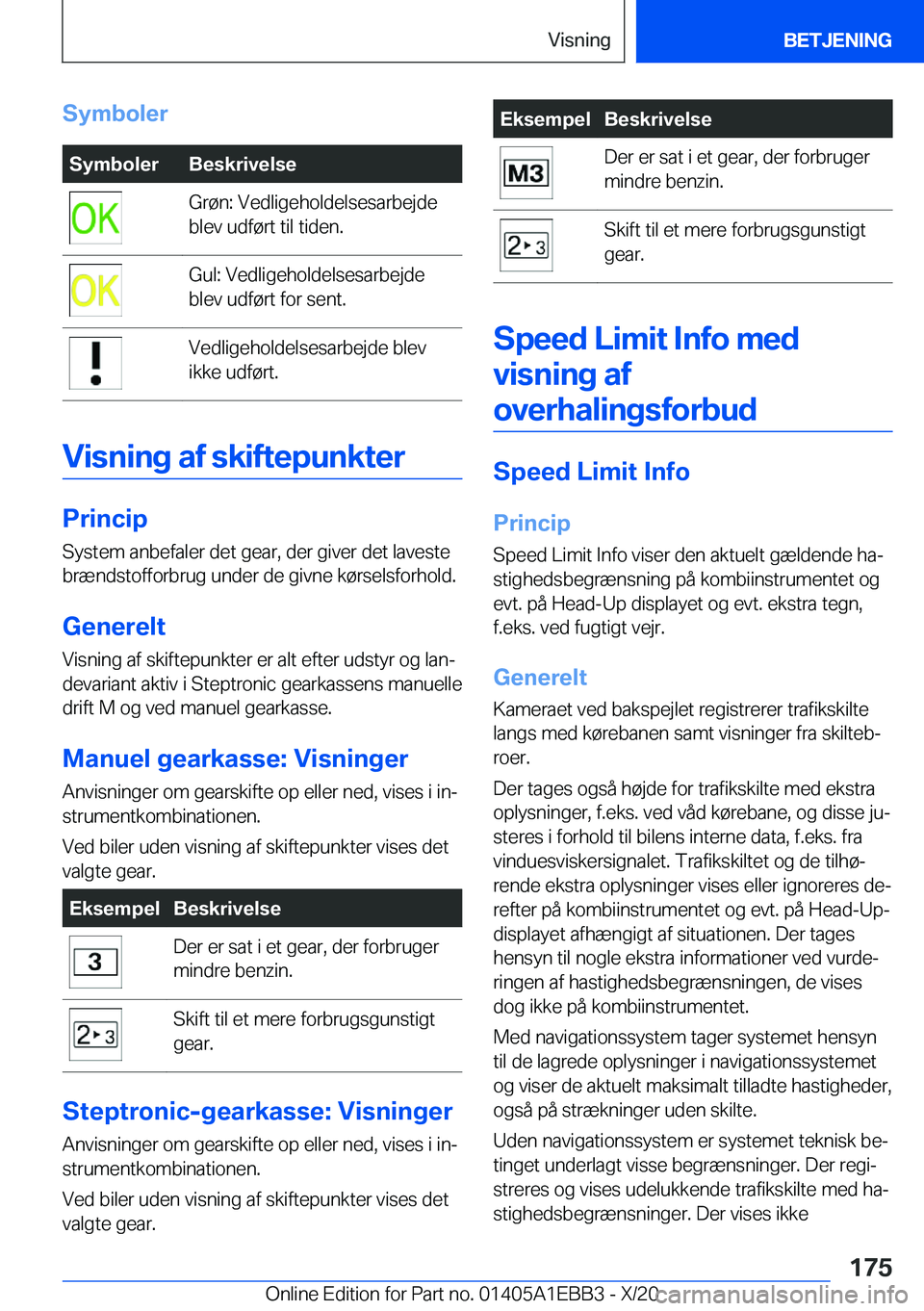 BMW 3 SERIES 2021  InstruktionsbØger (in Danish) �S�y�m�b�o�l�e�r�S�y�m�b�o�l�e�r�B�e�s�k�r�i�v�e�l�s�e�G�r�