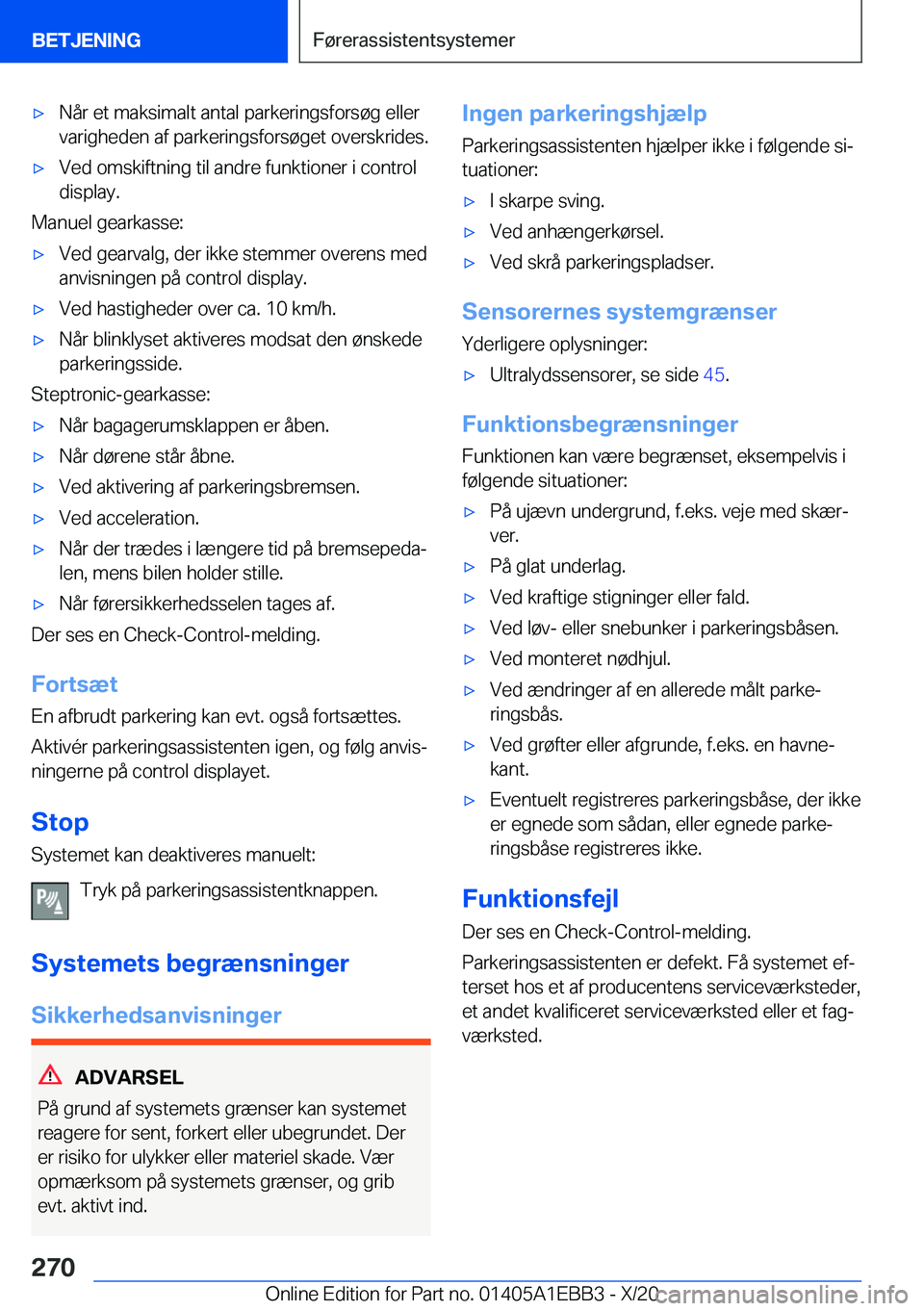 BMW 3 SERIES 2021  InstruktionsbØger (in Danish) 'x�N�å�r��e�t��m�a�k�s�i�m�a�l�t��a�n�t�a�l��p�a�r�k�e�r�i�n�g�s�f�o�r�s�
