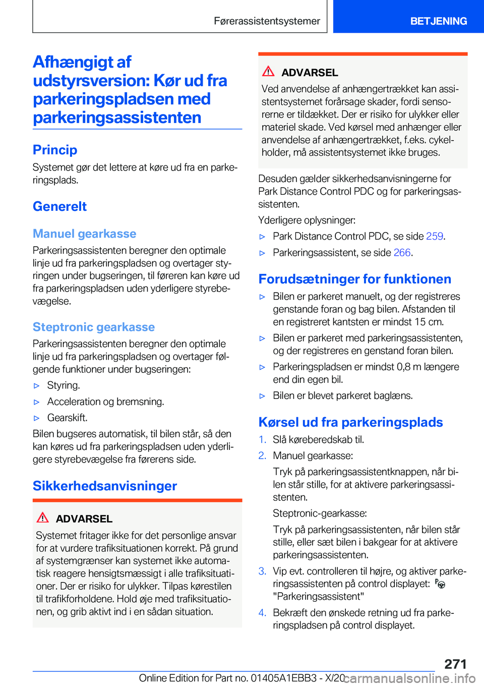 BMW 3 SERIES 2021  InstruktionsbØger (in Danish) �A�f�h�æ�n�g�i�g�t��a�f�u�d�s�t�y�r�s�v�e�r�s�i�o�n�:��K�