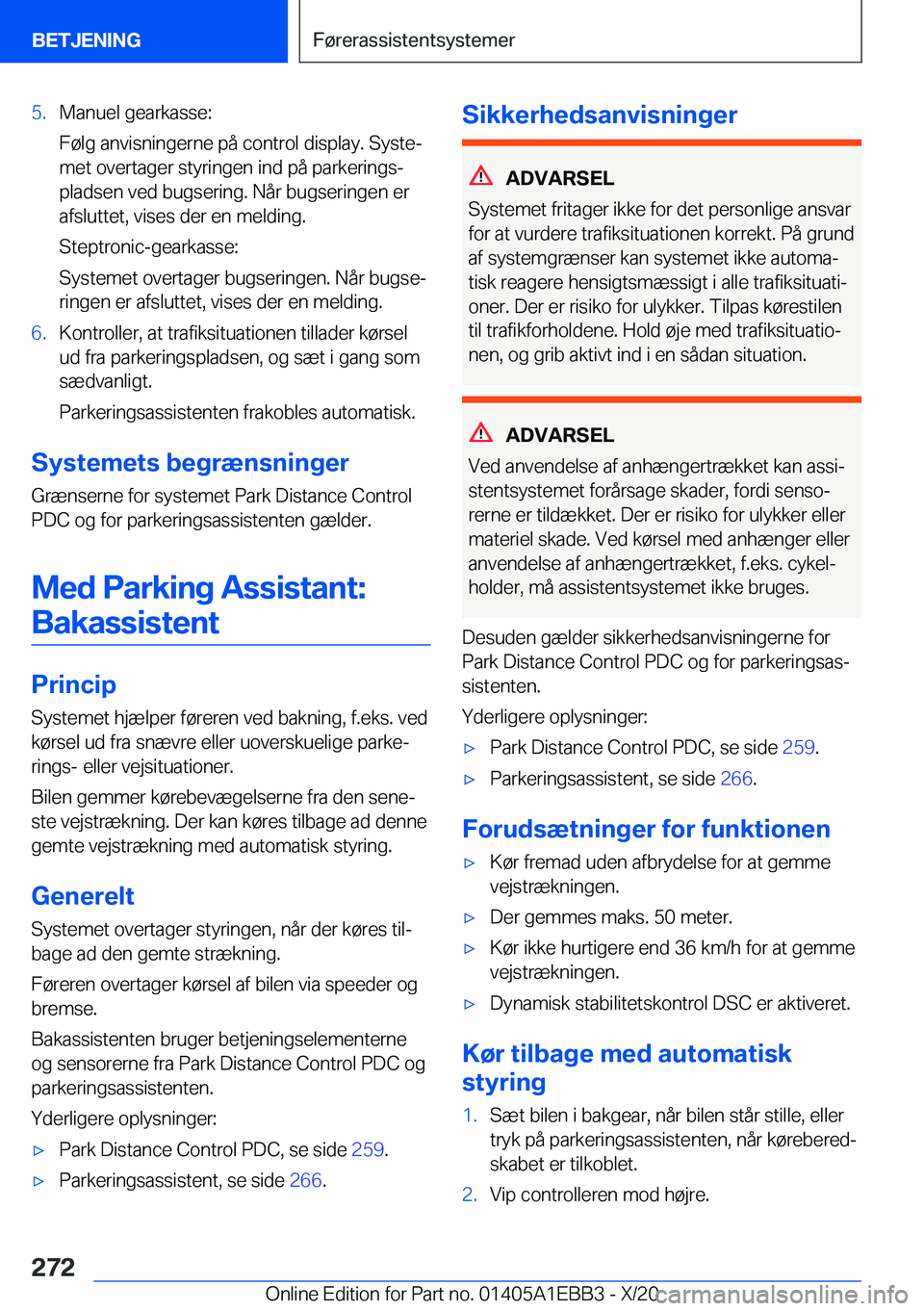 BMW 3 SERIES 2021  InstruktionsbØger (in Danish) �5�.�M�a�n�u�e�l��g�e�a�r�k�a�s�s�e�:
�F�