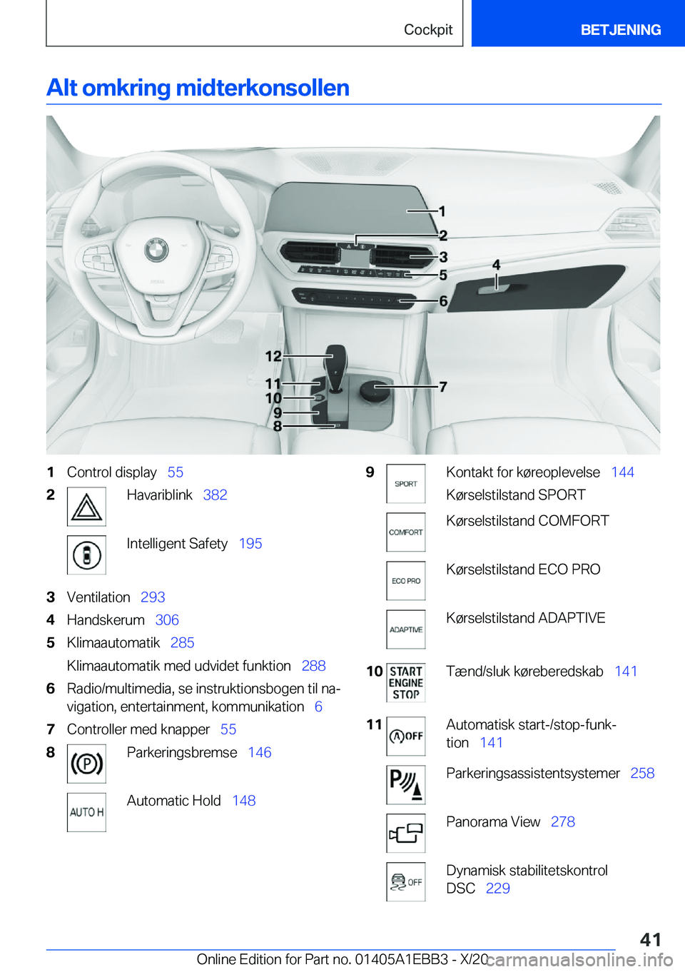 BMW 3 SERIES 2021  InstruktionsbØger (in Danish) �A�l�t��o�m�k�r�i�n�g��m�i�d�t�e�r�k�o�n�s�o�l�l�e�n�1�C�o�n�t�r�o�l��d�i�s�p�l�a�y\_�5�5�2�H�a�v�a�r�i�b�l�i�n�k\_�3�8�2�I�n�t�e�l�l�i�g�e�n�t��S�a�f�e�t�y\_ �1�9�5�3�V�e�n�t�i�l�a�t�i�o�n