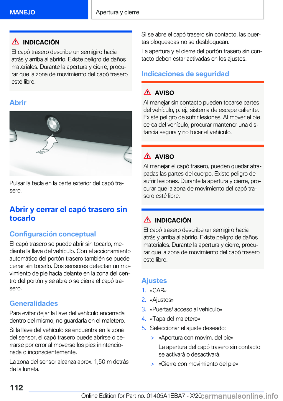 BMW 3 SERIES 2021  Manuales de Empleo (in Spanish) �I�N�D�I�C�A�C�I�