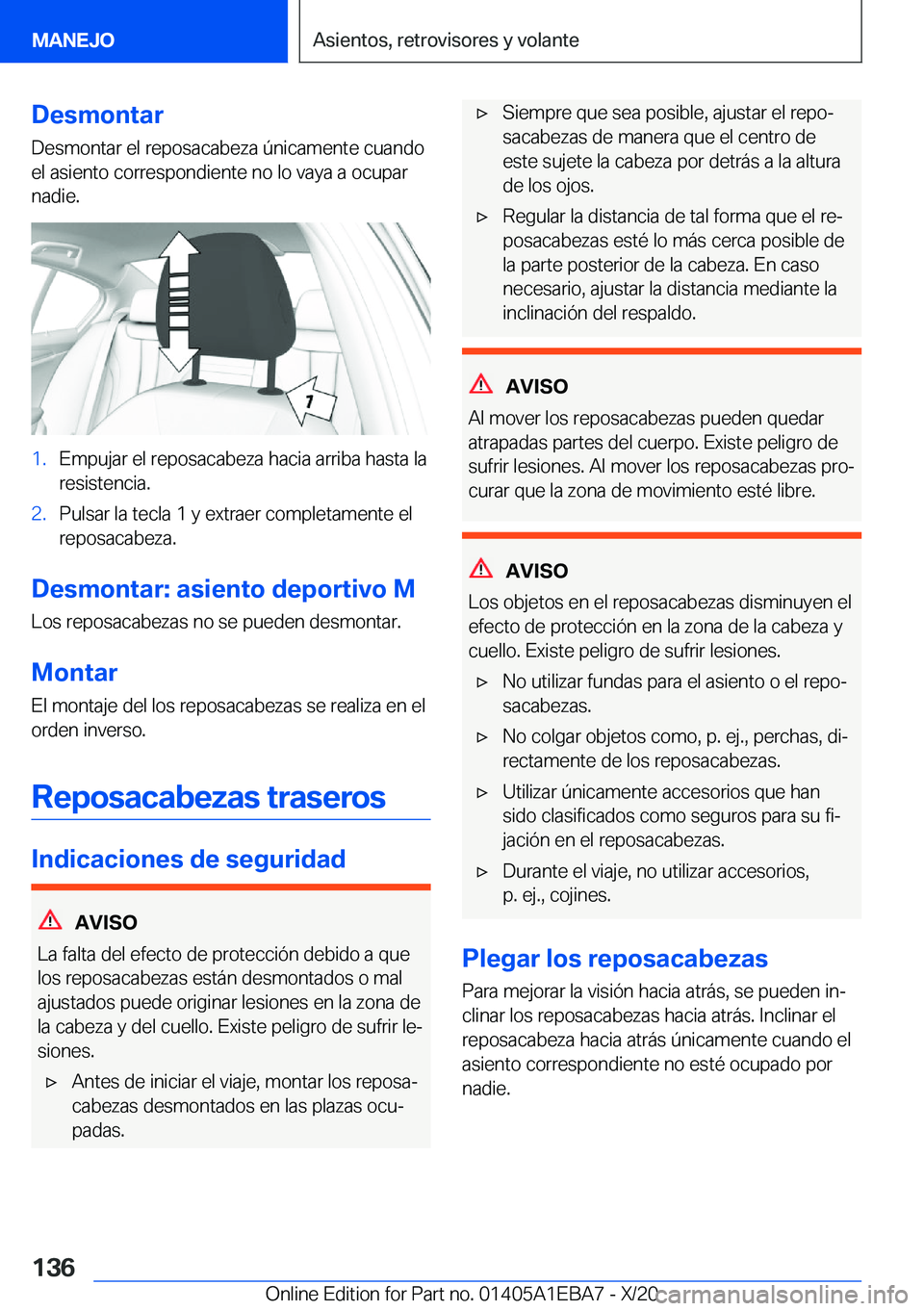BMW 3 SERIES 2021  Manuales de Empleo (in Spanish) �D�e�s�m�o�n�t�a�r
�D�e�s�m�o�n�t�a�r��e�l��r�e�p�o�s�a�c�a�b�e�z�a��