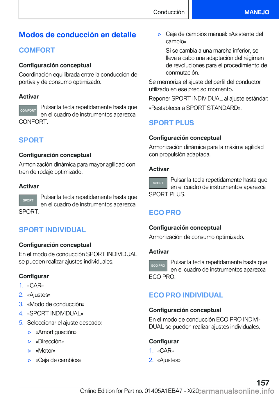 BMW 3 SERIES 2021  Manuales de Empleo (in Spanish) �M�o�d�o�s��d�e��c�o�n�d�u�c�c�i�