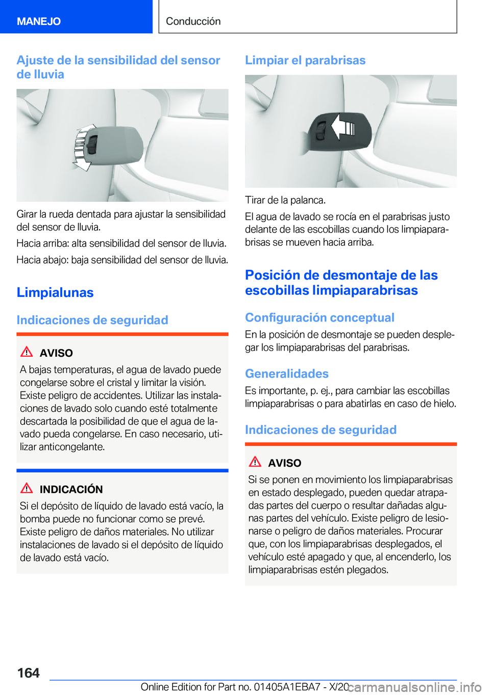 BMW 3 SERIES 2021  Manuales de Empleo (in Spanish) �A�j�u�s�t�e��d�e��l�a��s�e�n�s�i�b�i�l�i�d�a�d��d�e�l��s�e�n�s�o�r
�d�e��l�l�u�v�i�a
�G�i�r�a�r��l�a��r�u�e�d�a��d�e�n�t�a�d�a��p�a�r�a��a�j�u�s�t�a�r��l�a��s�e�n�s�i�b�i�l�i�d�a�d
�d�e�