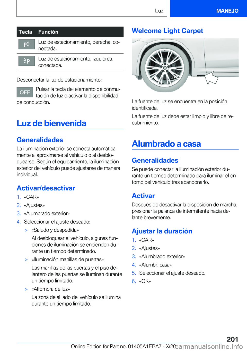 BMW 3 SERIES 2021  Manuales de Empleo (in Spanish) �T�e�c�l�a�F�u�n�c�i�