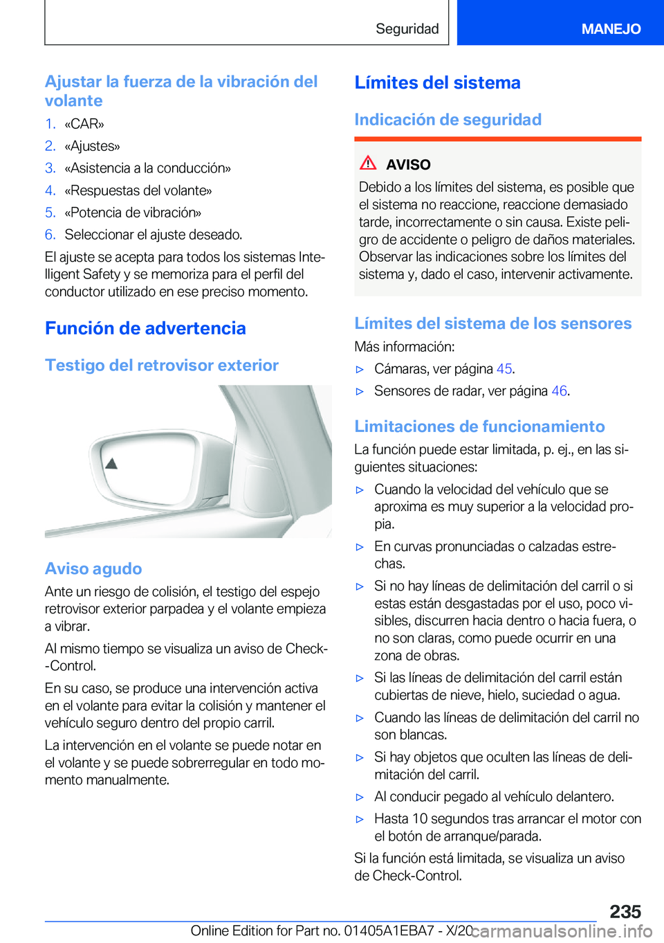BMW 3 SERIES 2021  Manuales de Empleo (in Spanish) �A�j�u�s�t�a�r��l�a��f�u�e�r�z�a��d�e��l�a��v�i�b�r�a�c�i�