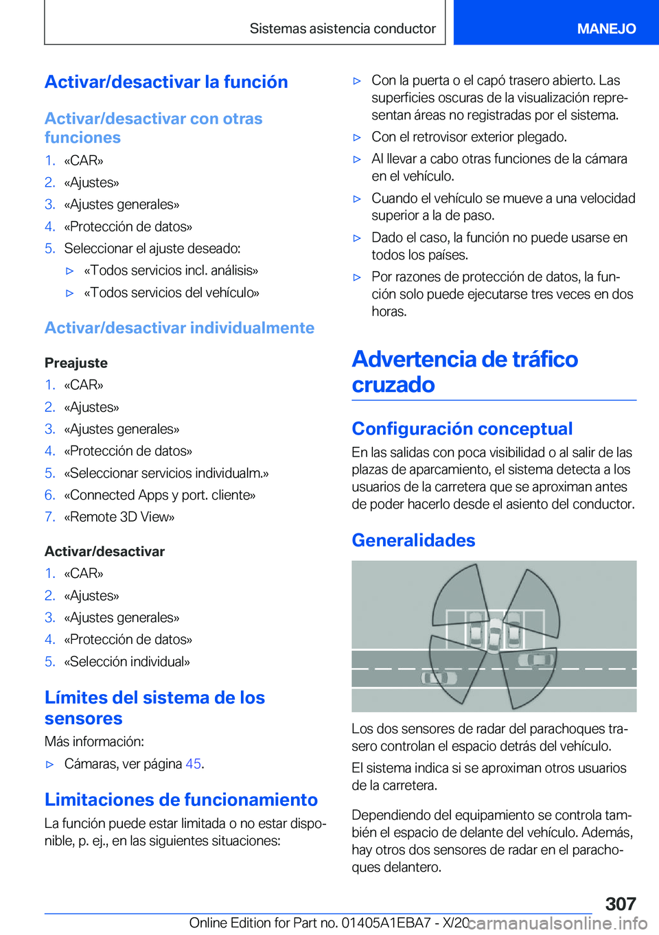 BMW 3 SERIES 2021  Manuales de Empleo (in Spanish) �A�c�t�i�v�a�r�/�d�e�s�a�c�t�i�v�a�r��l�a��f�u�n�c�i�