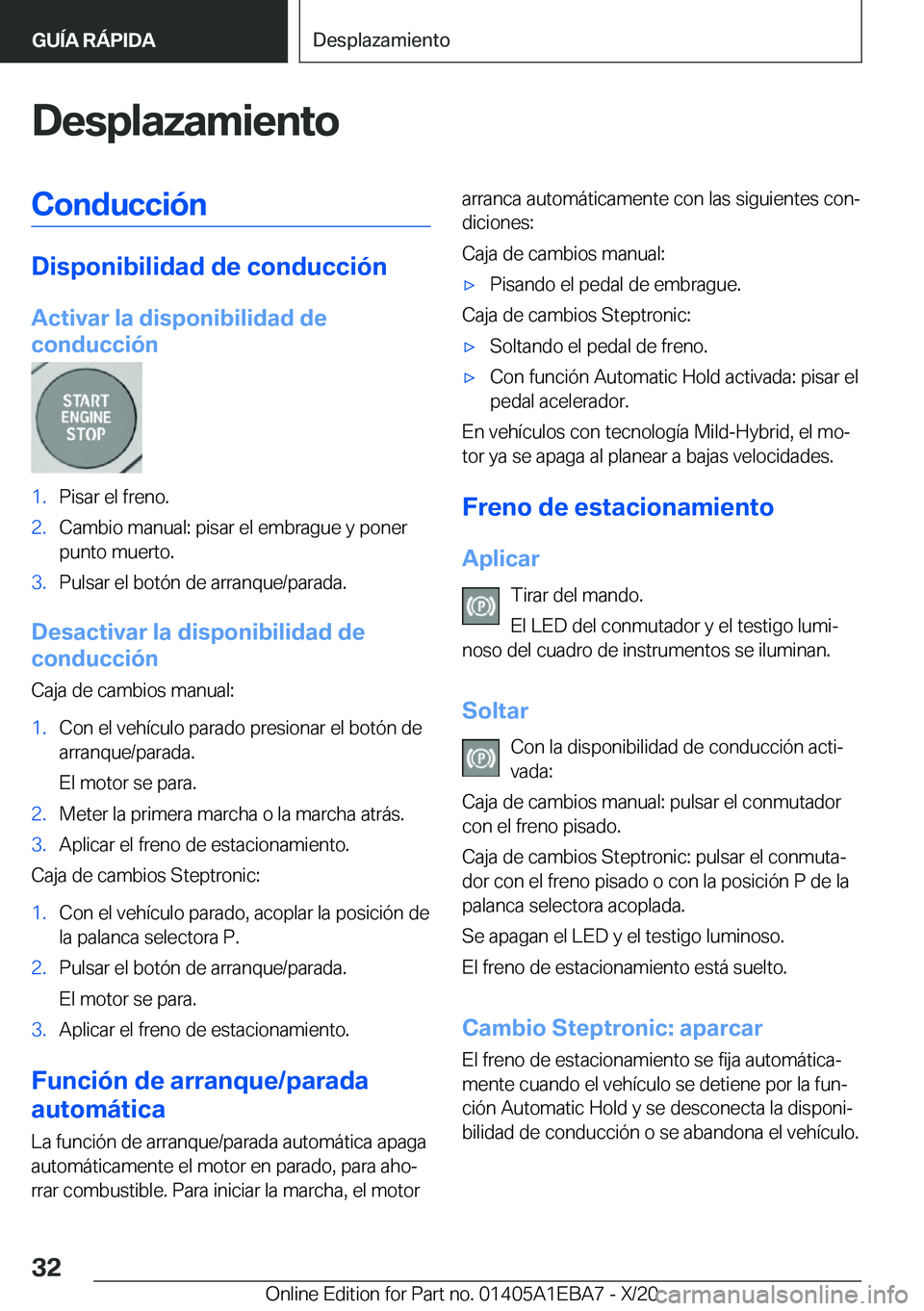 BMW 3 SERIES 2021  Manuales de Empleo (in Spanish) �D�e�s�p�l�a�z�a�m�i�e�n�t�o�C�o�n�d�u�c�c�i�