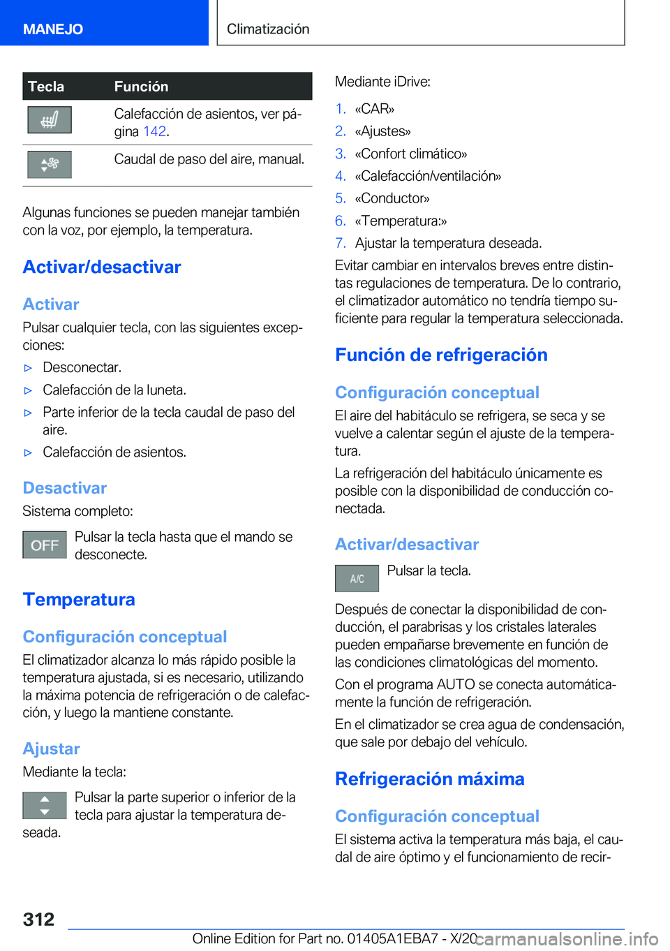 BMW 3 SERIES 2021  Manuales de Empleo (in Spanish) �T�e�c�l�a�F�u�n�c�i�