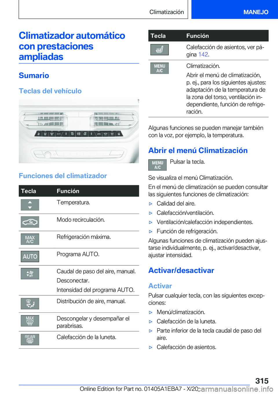 BMW 3 SERIES 2021  Manuales de Empleo (in Spanish) �C�l�i�m�a�t�i�z�a�d�o�r��a�u�t�o�m�