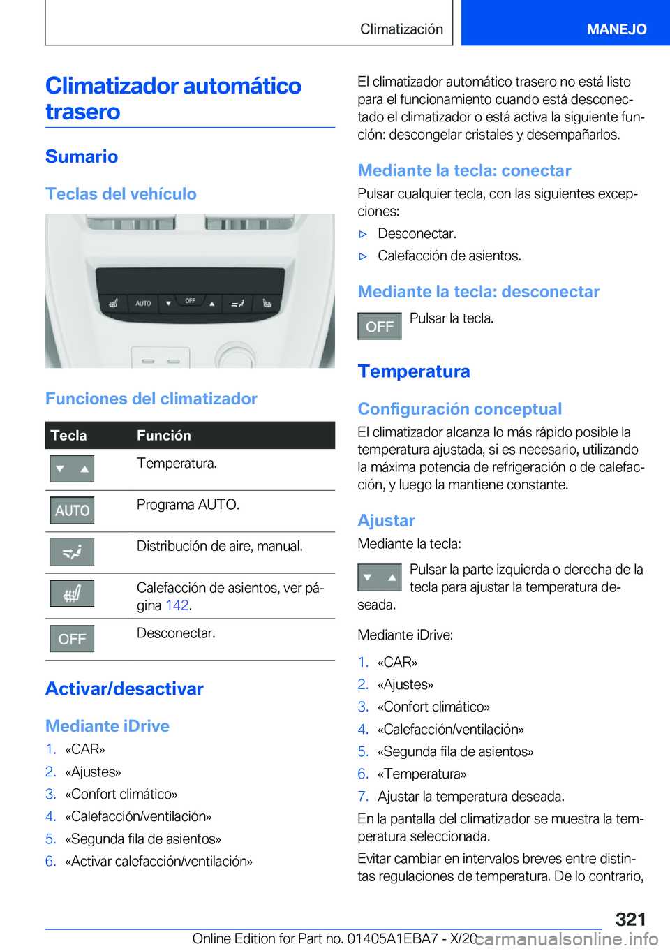 BMW 3 SERIES 2021  Manuales de Empleo (in Spanish) �C�l�i�m�a�t�i�z�a�d�o�r��a�u�t�o�m�