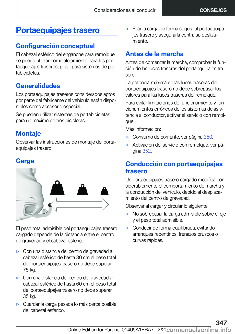 BMW 3 SERIES 2021  Manuales de Empleo (in Spanish) �P�o�r�t�a�e�q�u�i�p�a�j�e�s��t�r�a�s�e�r�o
�C�o�n�f�i�g�u�r�a�c�i�